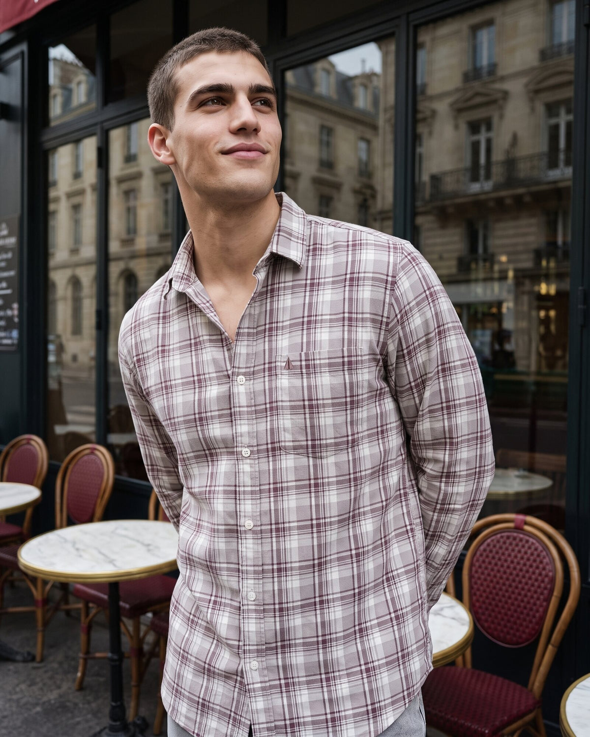 Essential Cotton Check Long Sleeve Shirt – Rose Dusk (3 of 4)