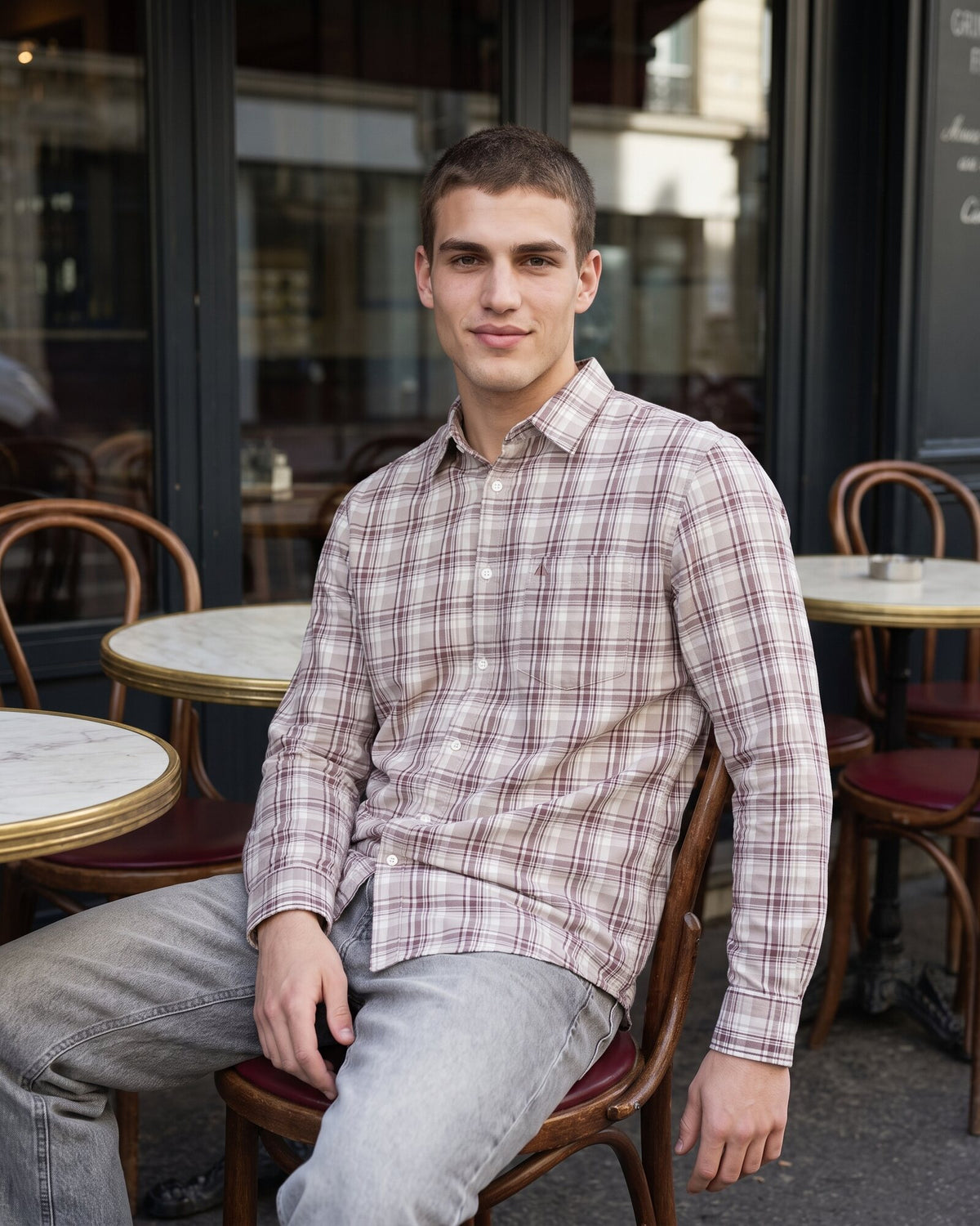 Essential Cotton Check Long Sleeve Shirt – Rose Dusk (4 of 4)