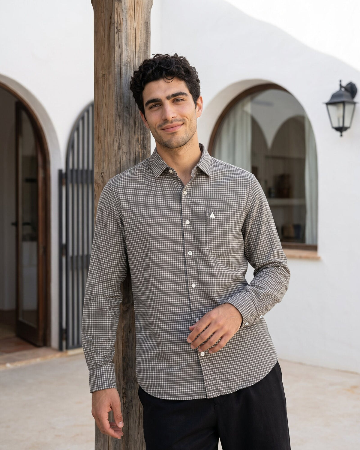 Essential Cotton Check Long Sleeve Shirt – Deep Canopy (4 of 4)
