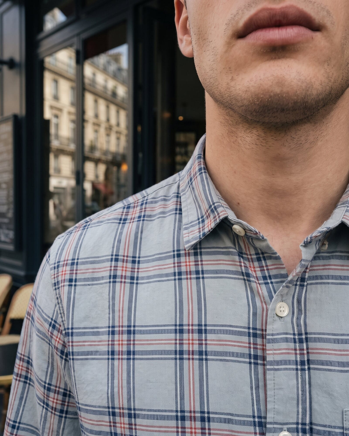 Essential Cotton Check Long Sleeve Shirt – Stone Fog (1 of 4)