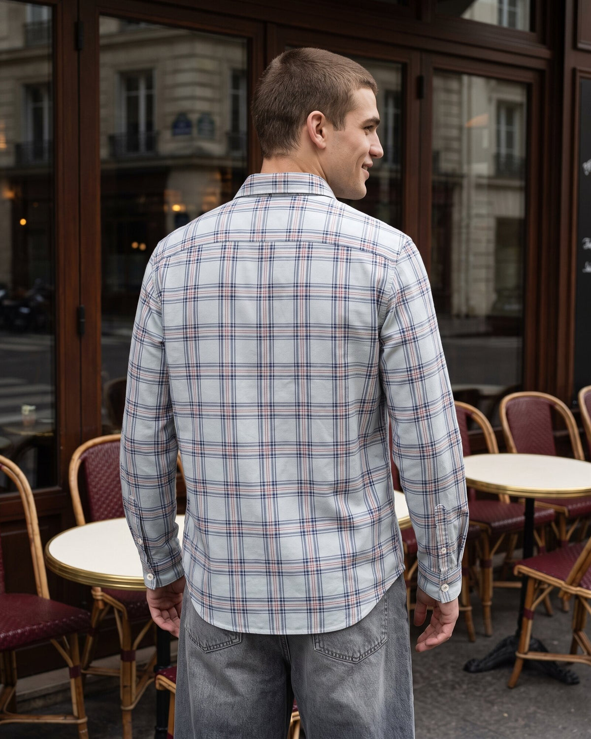 Essential Cotton Check Long Sleeve Shirt – Stone Fog (2 of 4)