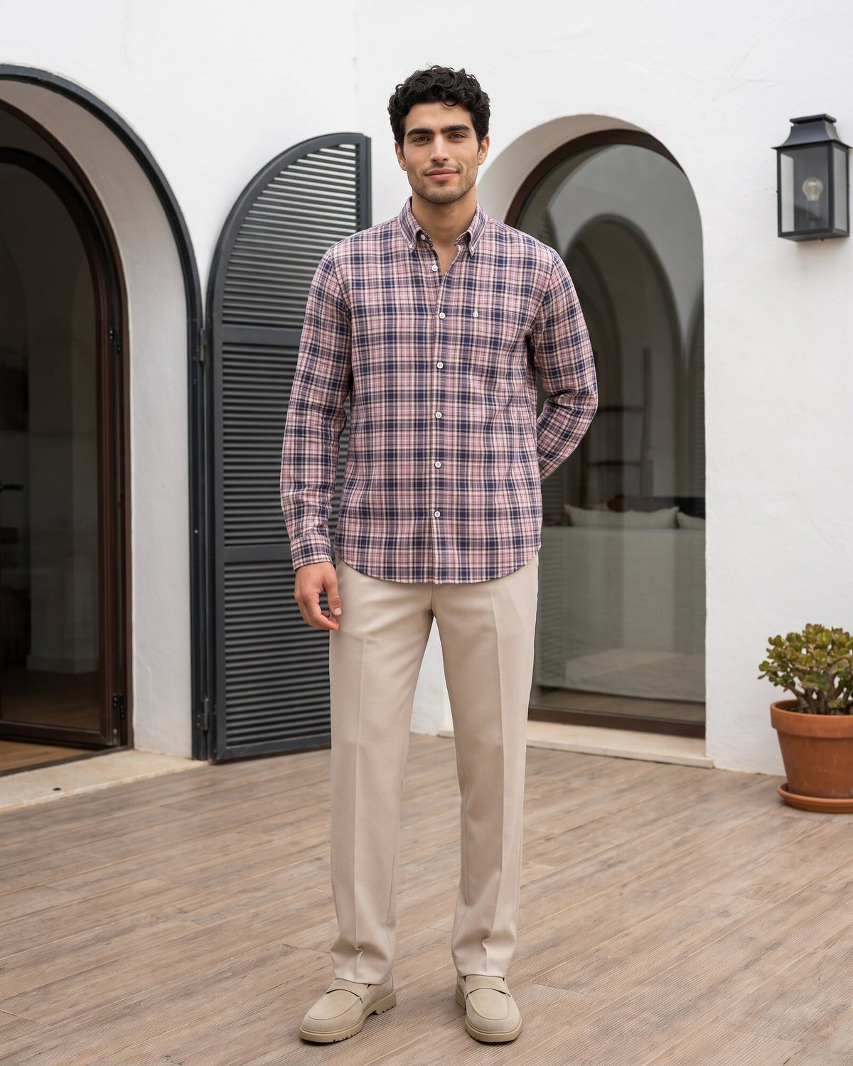 Essential Cotton Check Long Sleeve Shirt – Rose Dusk (3 of 4)