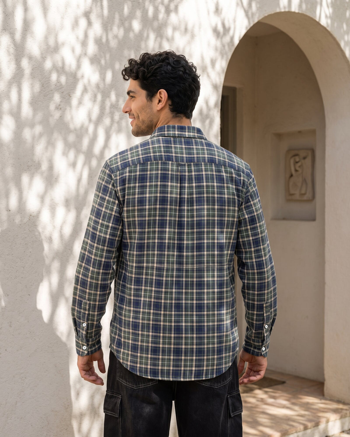 Essential Cotton Check Long Sleeve Shirt – Moss Reserve (2 of 4)