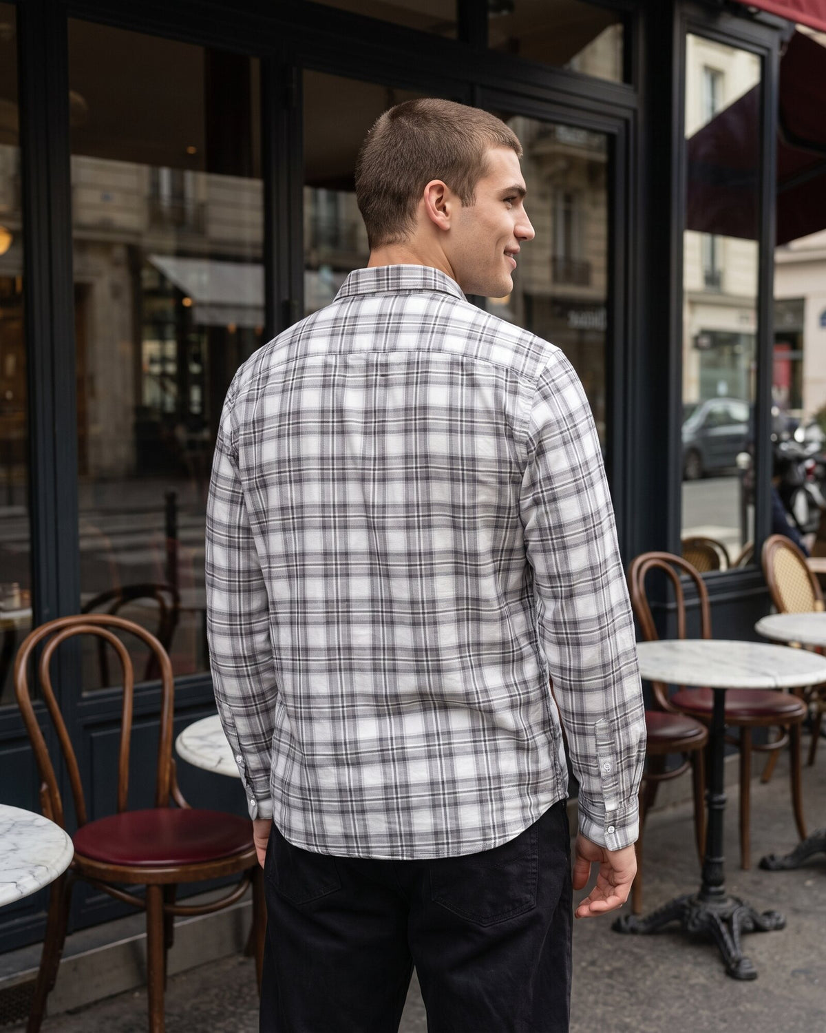 Essential Cotton Check Long Sleeve Shirt – Stone Fog (2 of 4)