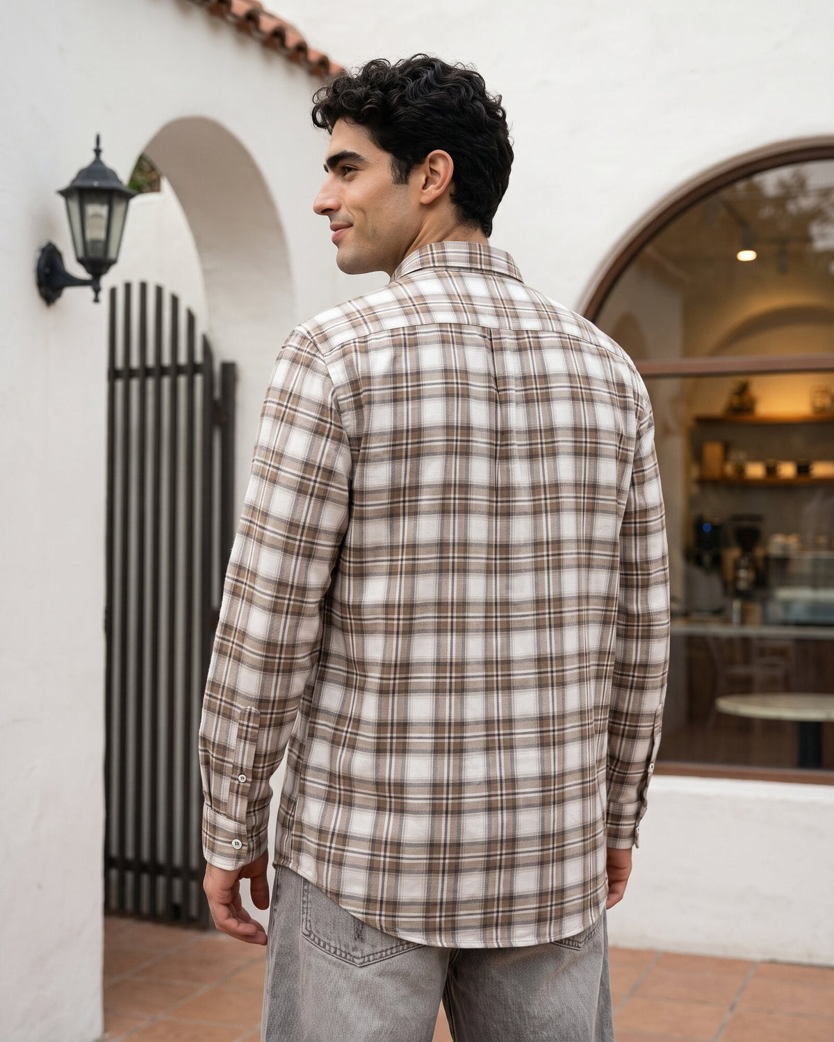 Essential Cotton Check Long Sleeve Shirt – Cocoa Earth (2 of 4)