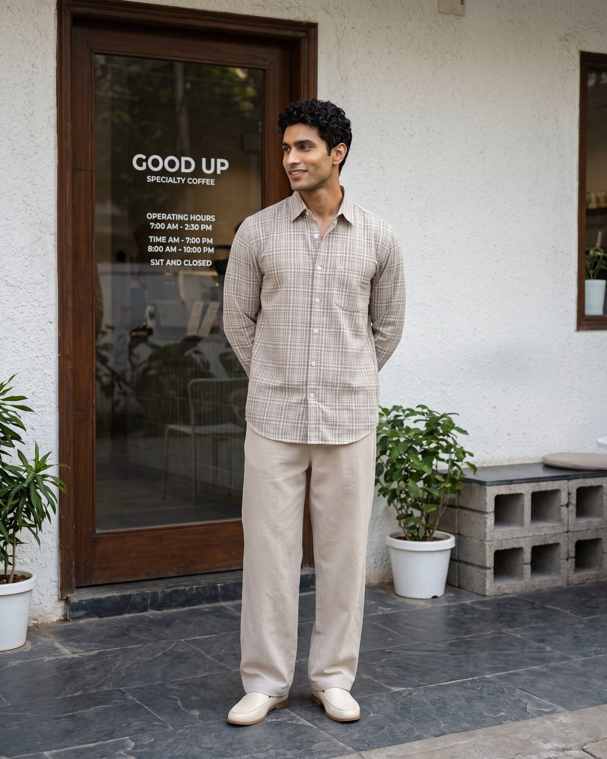 Essential Cotton Check Long Sleeve Shirt – Crushed Violet (4 of 4)