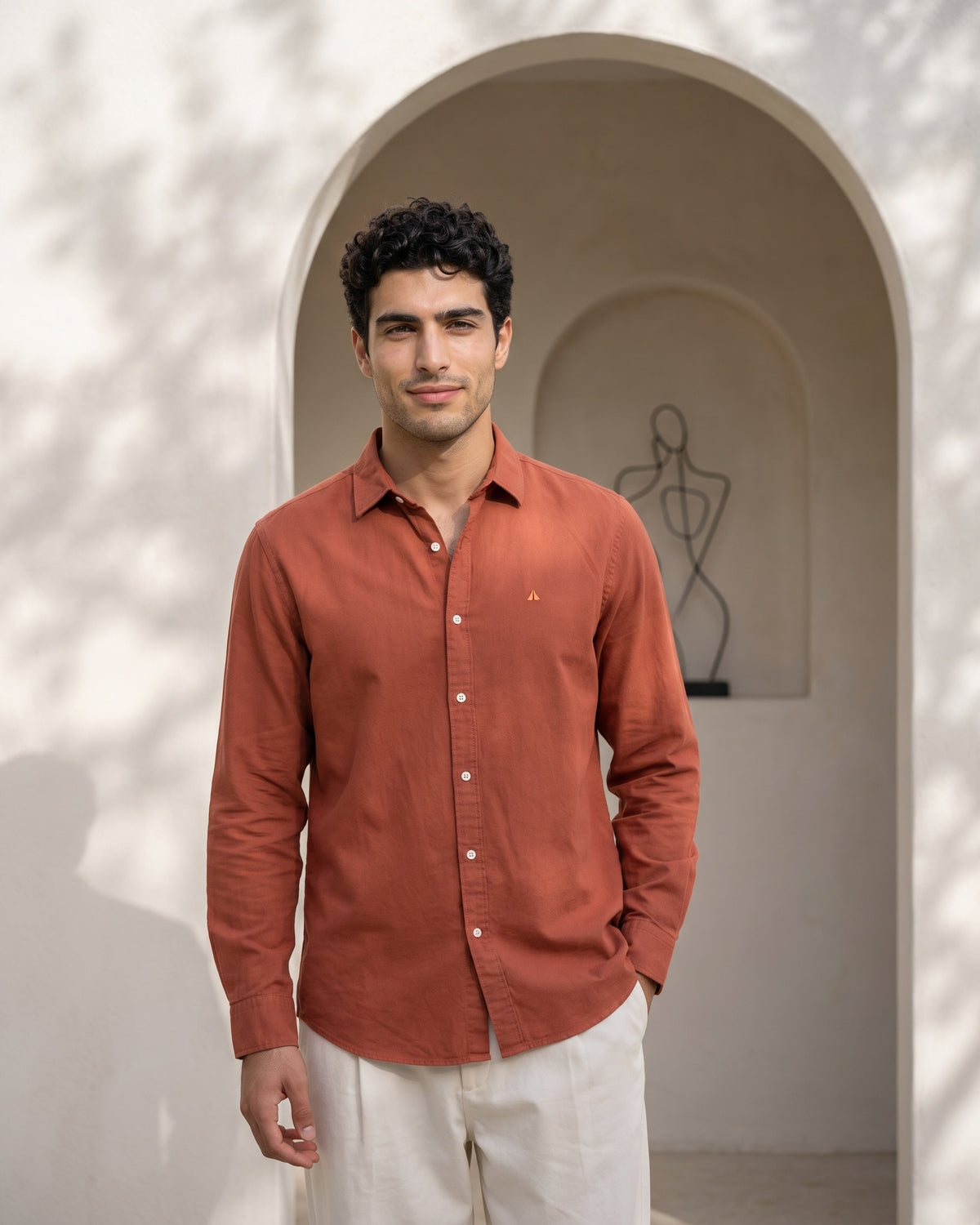 Generous Heritage Linen Long Sleeve Shirt - Teak