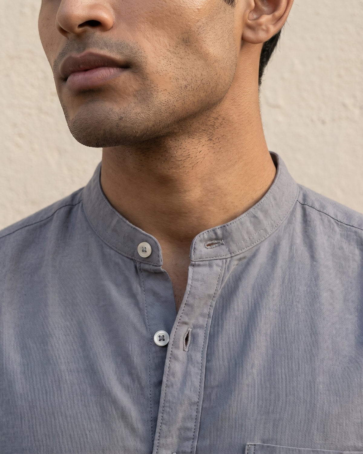 Heritage Linen Chinese Collar Long Sleeve Shirt – Graphite (2 of 4)