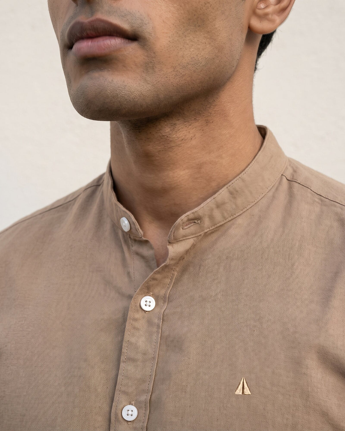 Heritage Linen Chinese Collar Long Sleeve Shirt – Espresso (2 of 4)