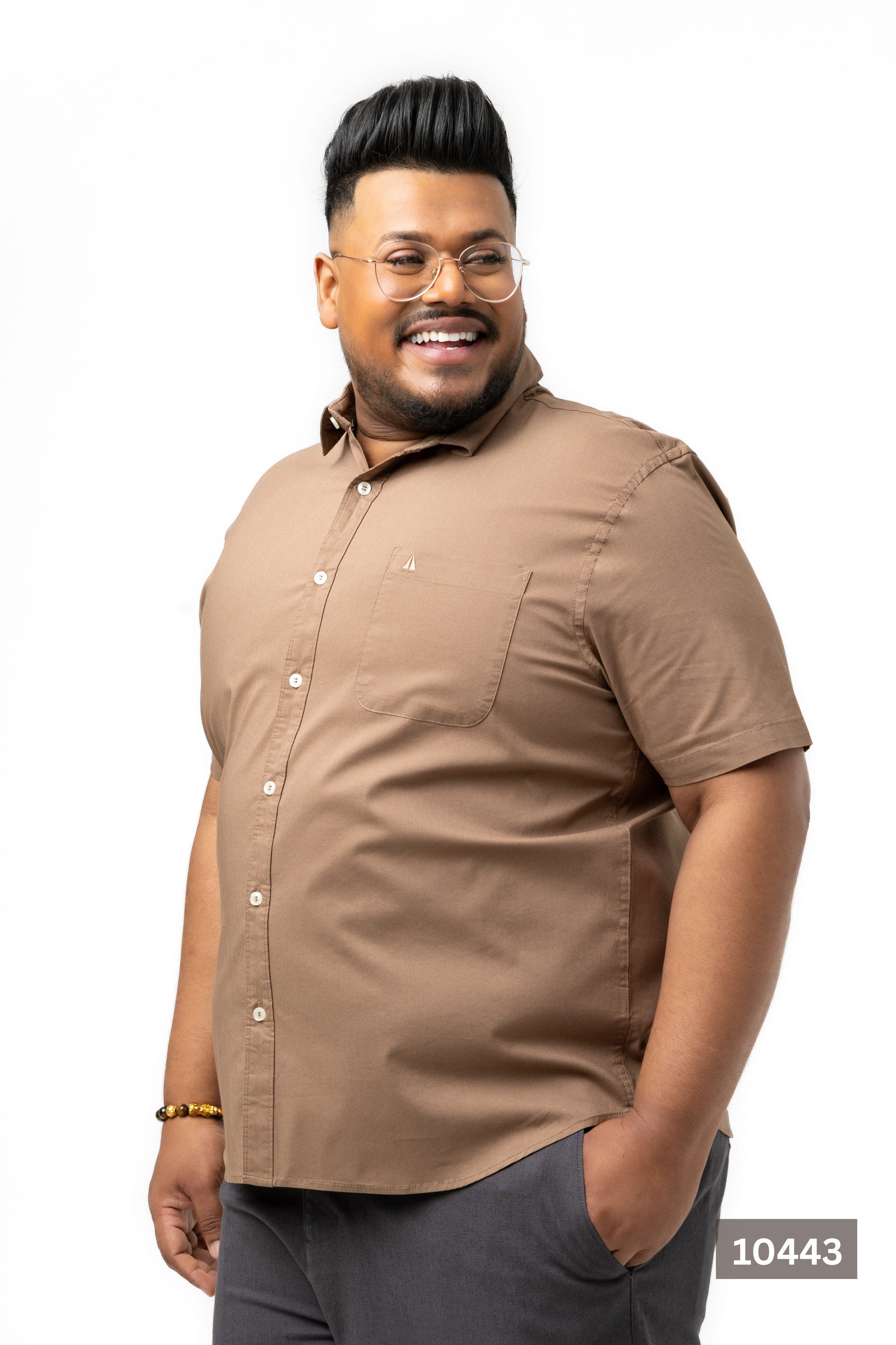 Plus Size Cotton Solid Shirt – Desert Brown | AnationZ