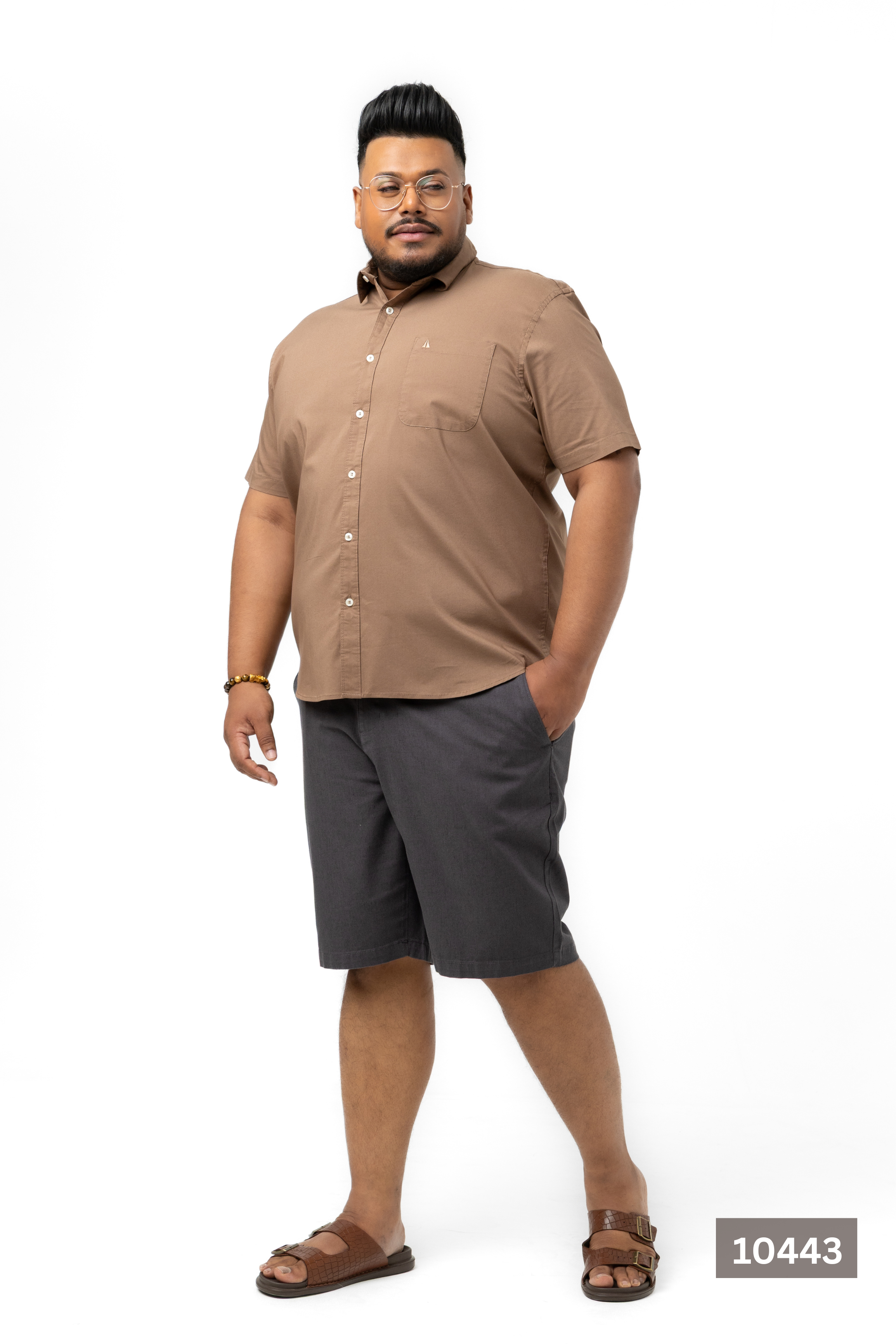Plus Size Cotton Solid Shirt – Desert Brown | AnationZ