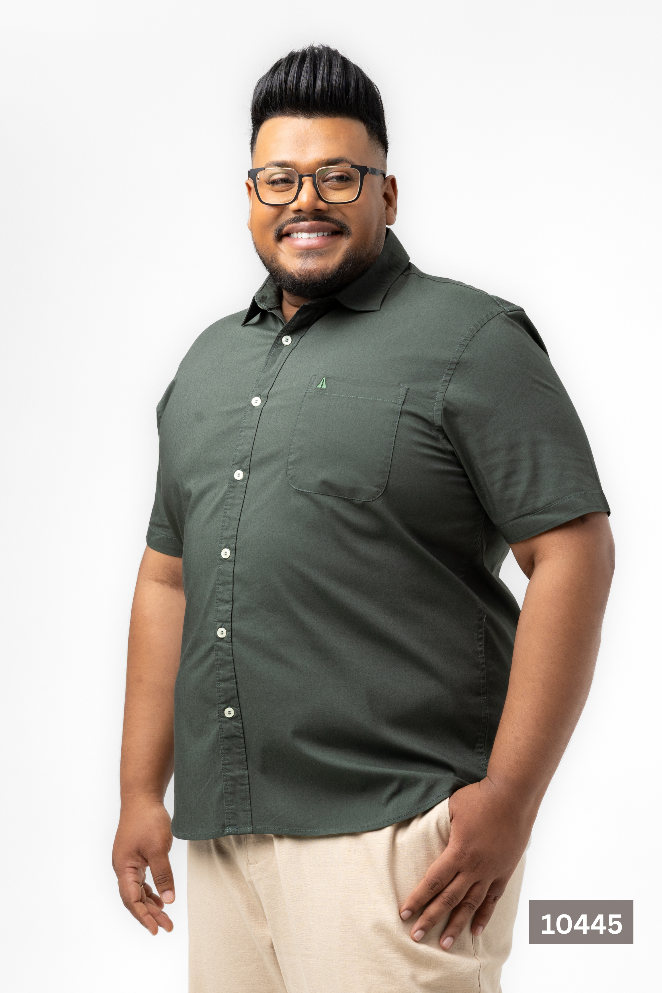 Plus Size Cotton Solid Shirt – Olive Green | AnationZ