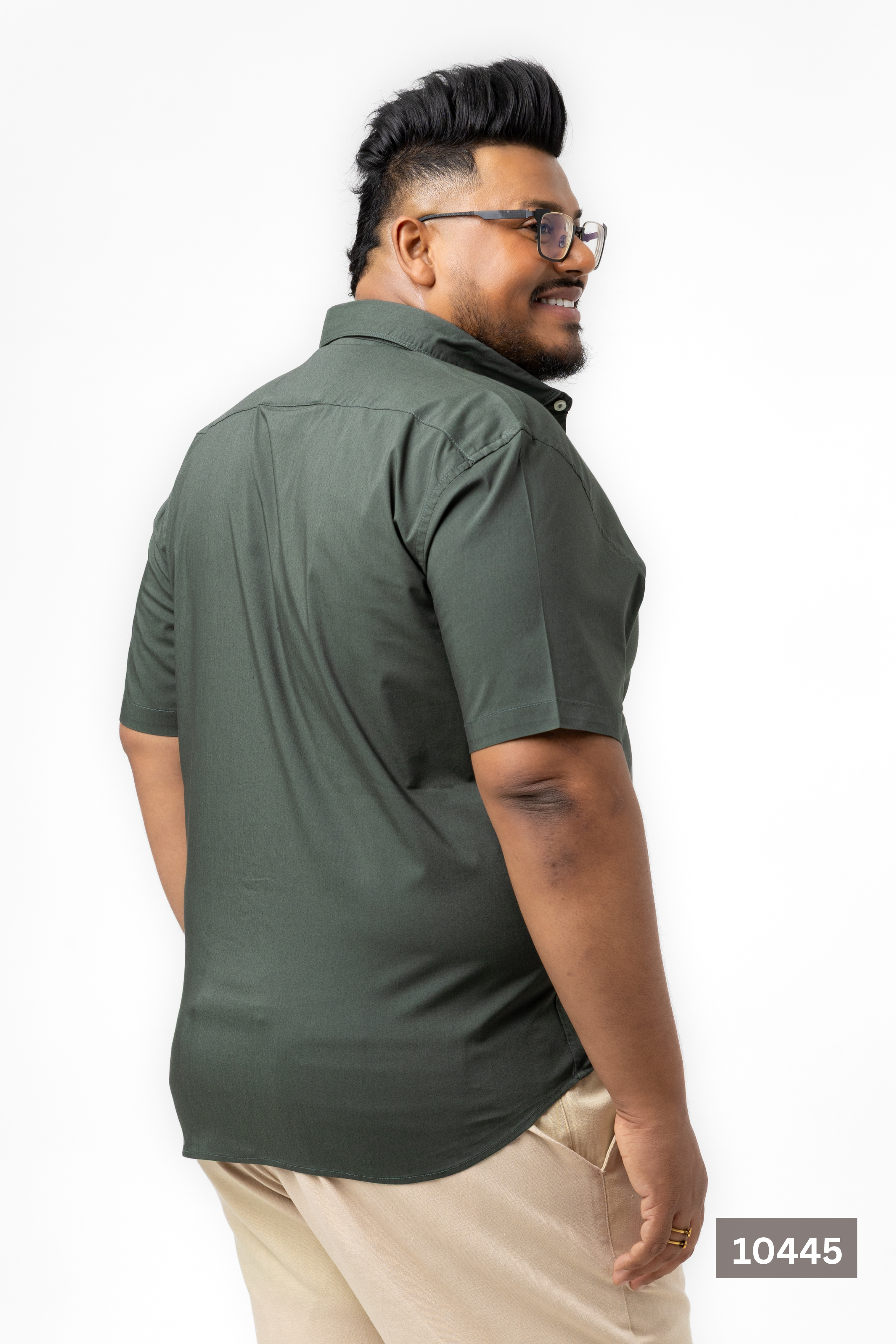 Plus Size Cotton Solid Shirt – Olive Green | AnationZ