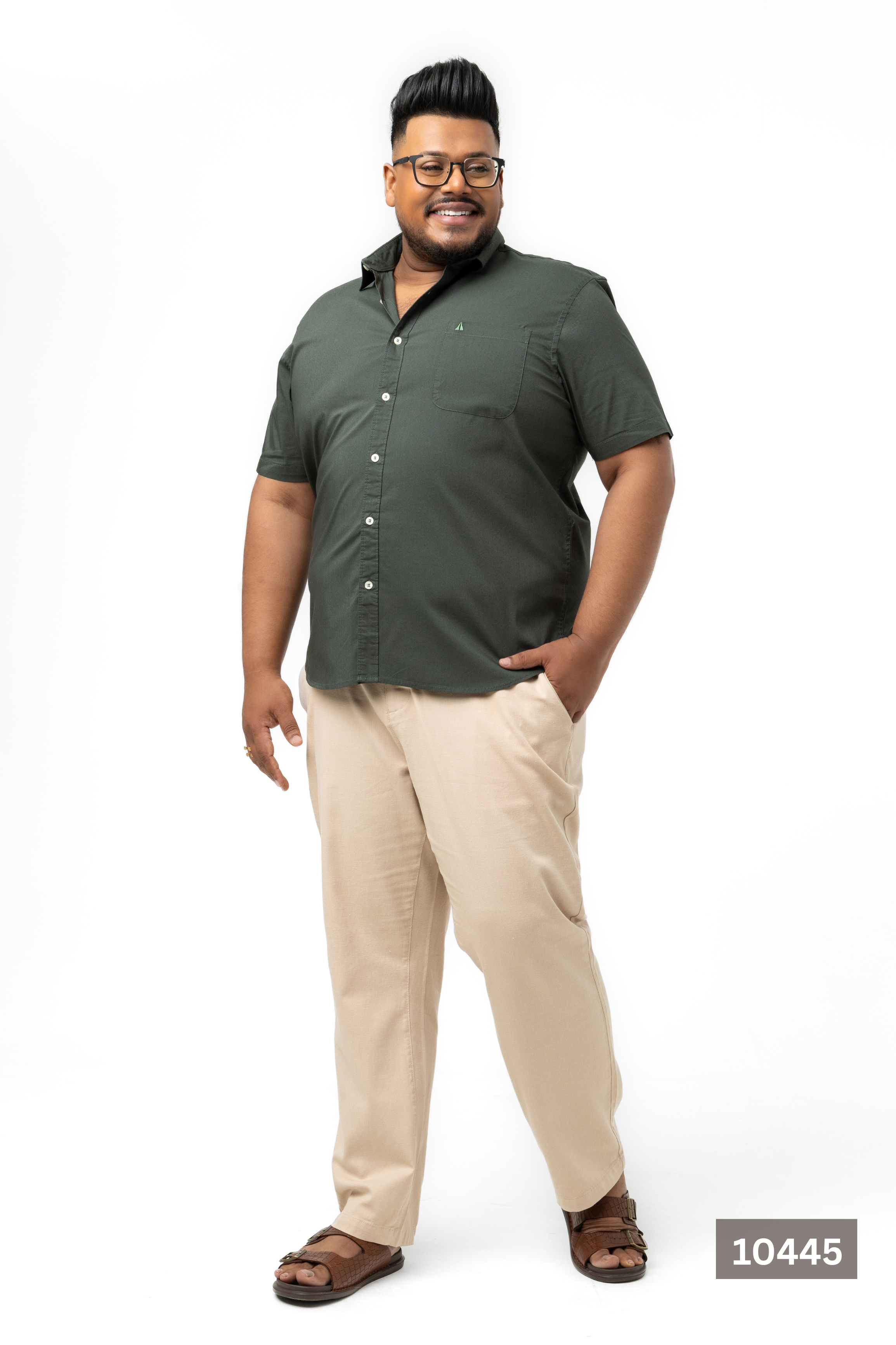 Plus Size Cotton Solid Shirt – Olive Green | AnationZ