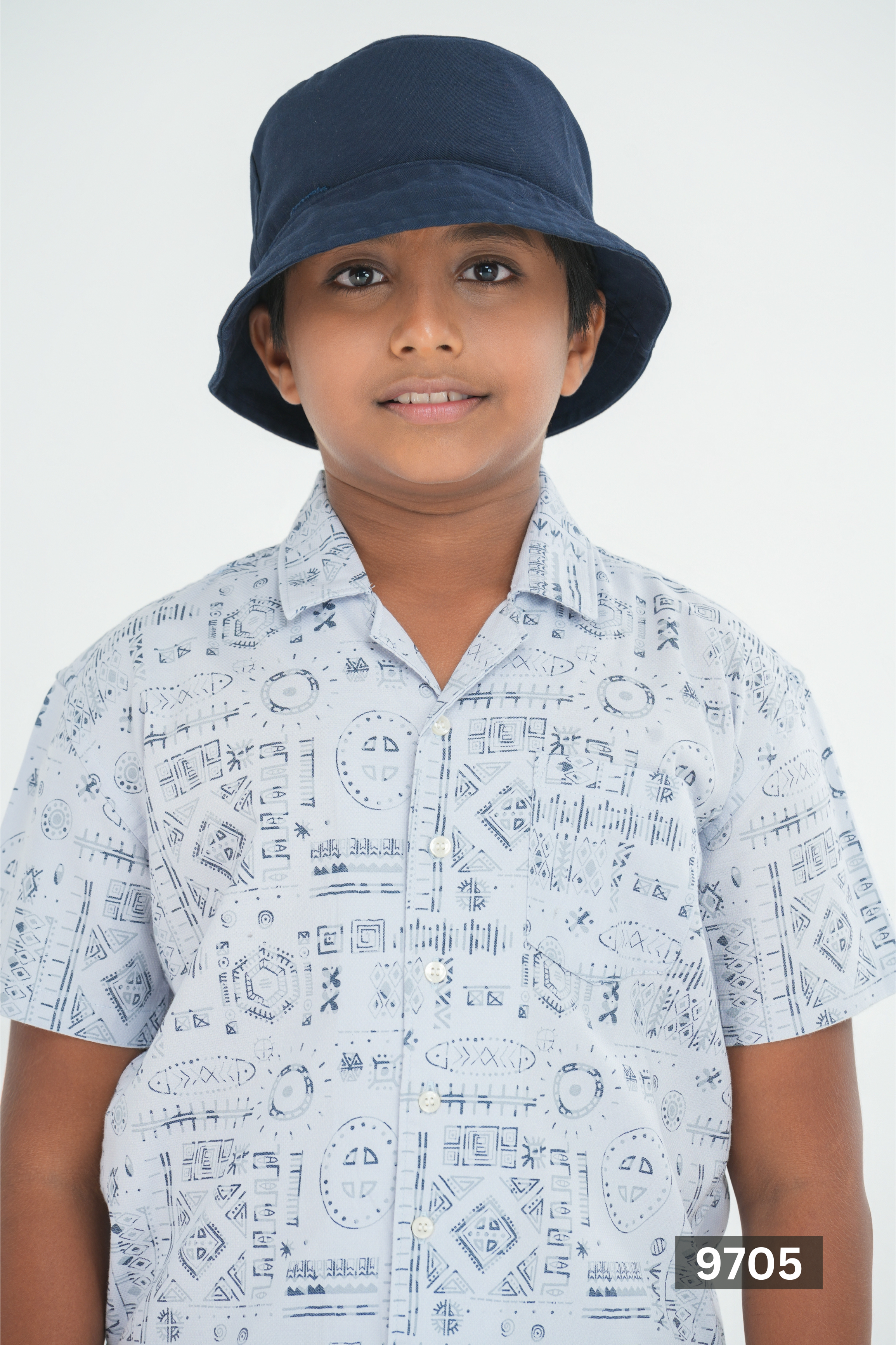 CUBAN COLLAR JUNIOR LINEN COTTON SHORT SLEEVE SHIRT - LIGHT GREY