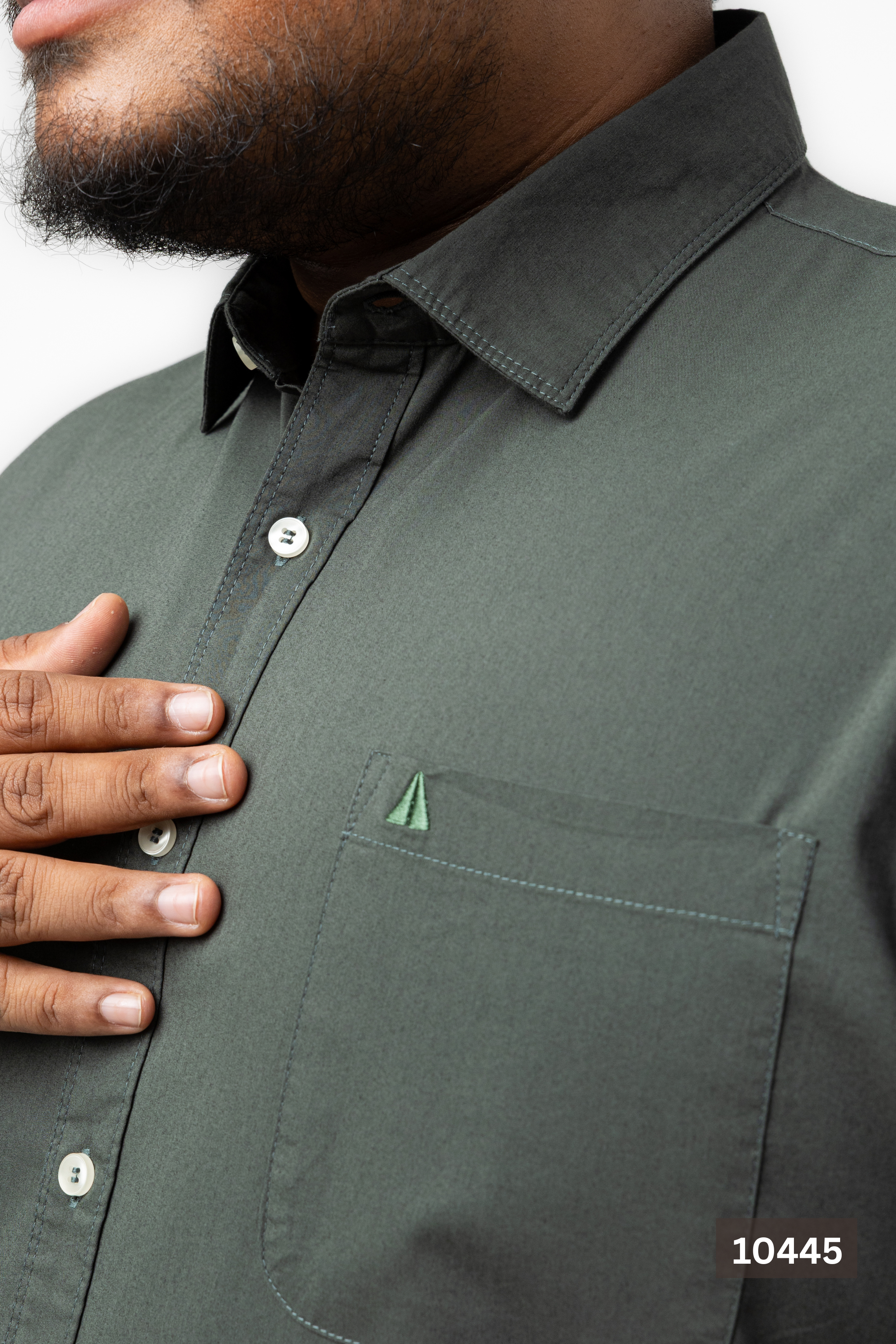 Plus Size Cotton Solid Shirt – Olive Green | AnationZ