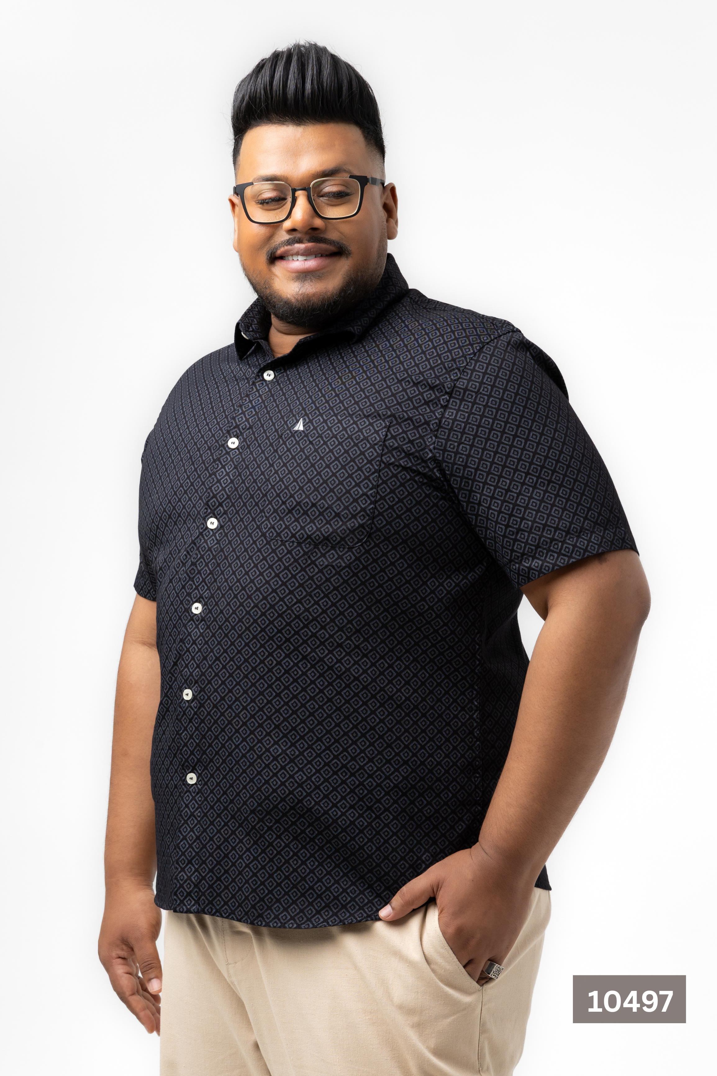 Plus Size Cotton Printed Shirt – Black Diamond | AnationZ