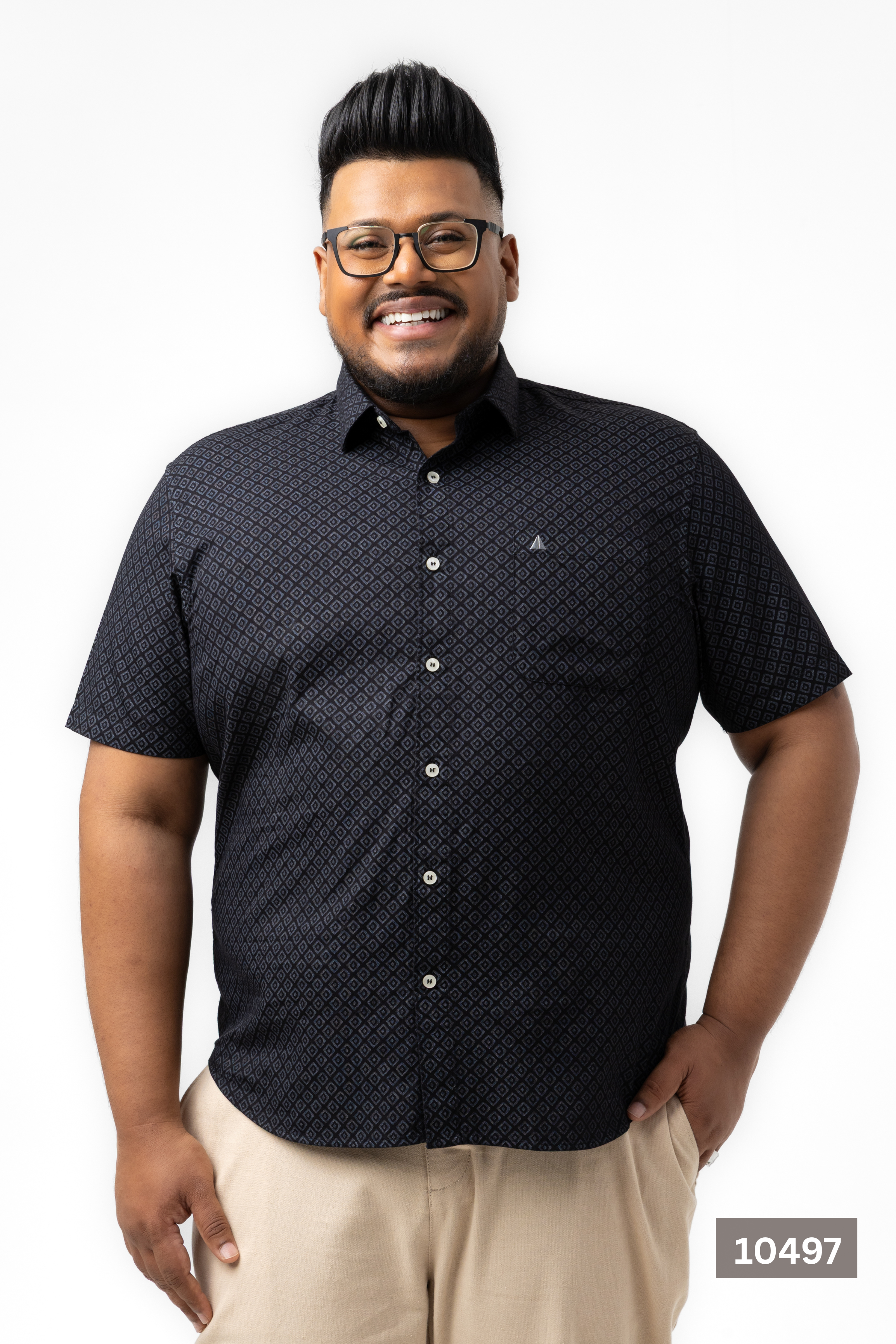 Plus Size Cotton Printed Shirt – Black Diamond | AnationZ