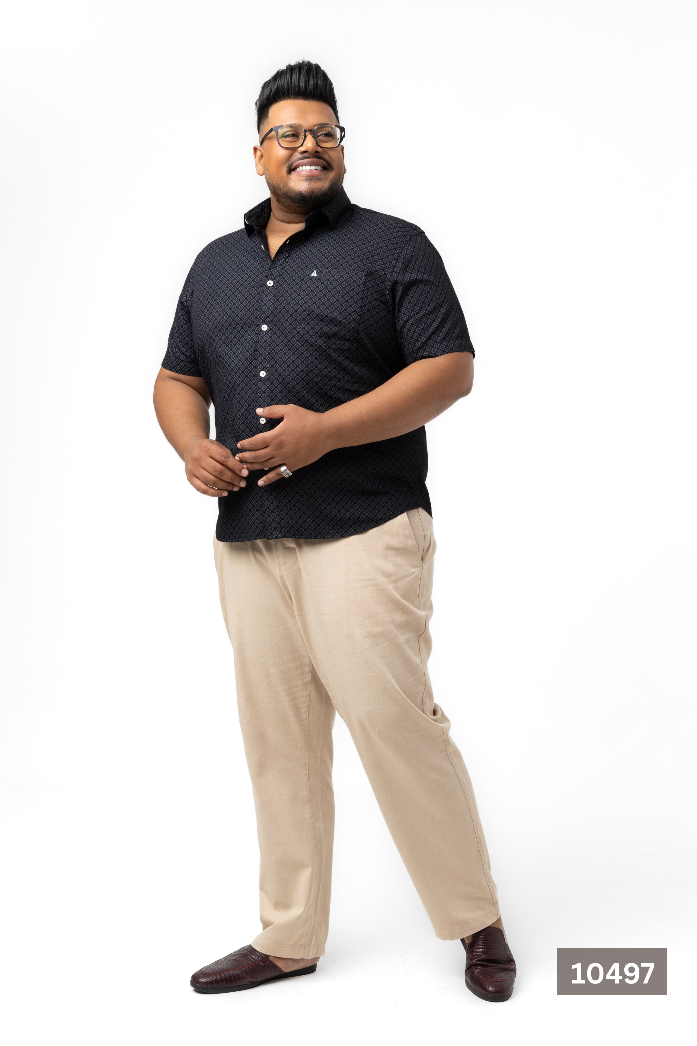 Plus Size Cotton Printed Shirt – Black Diamond | AnationZ