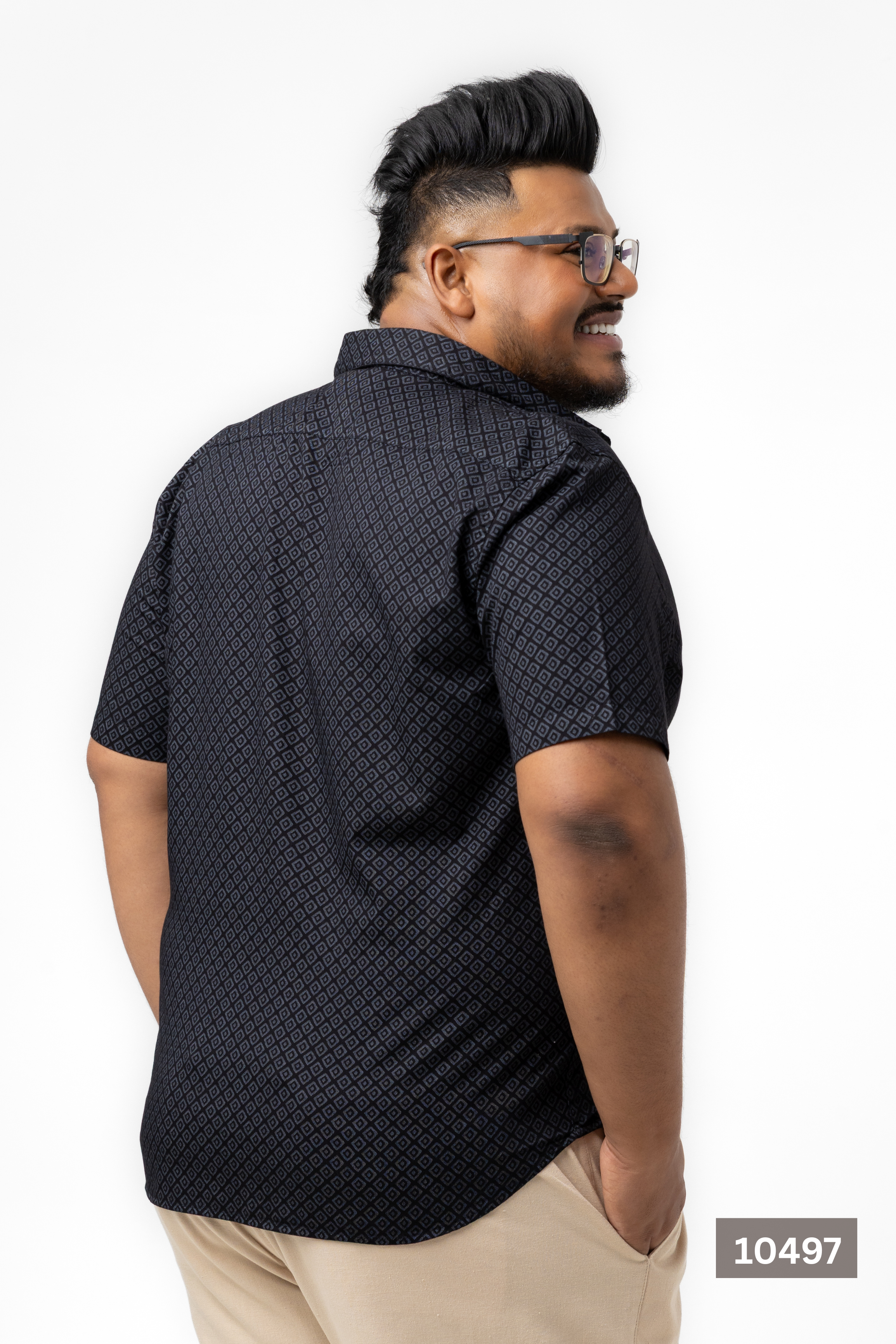 Plus Size Cotton Printed Shirt – Black Diamond | AnationZ