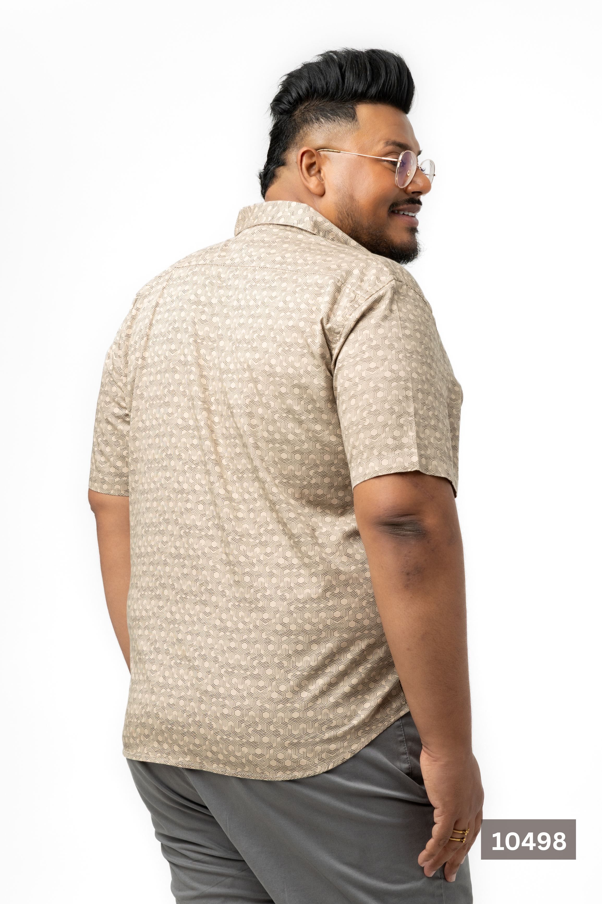 Plus Size Cotton Printed Shirt – Geo Beige | AnationZ