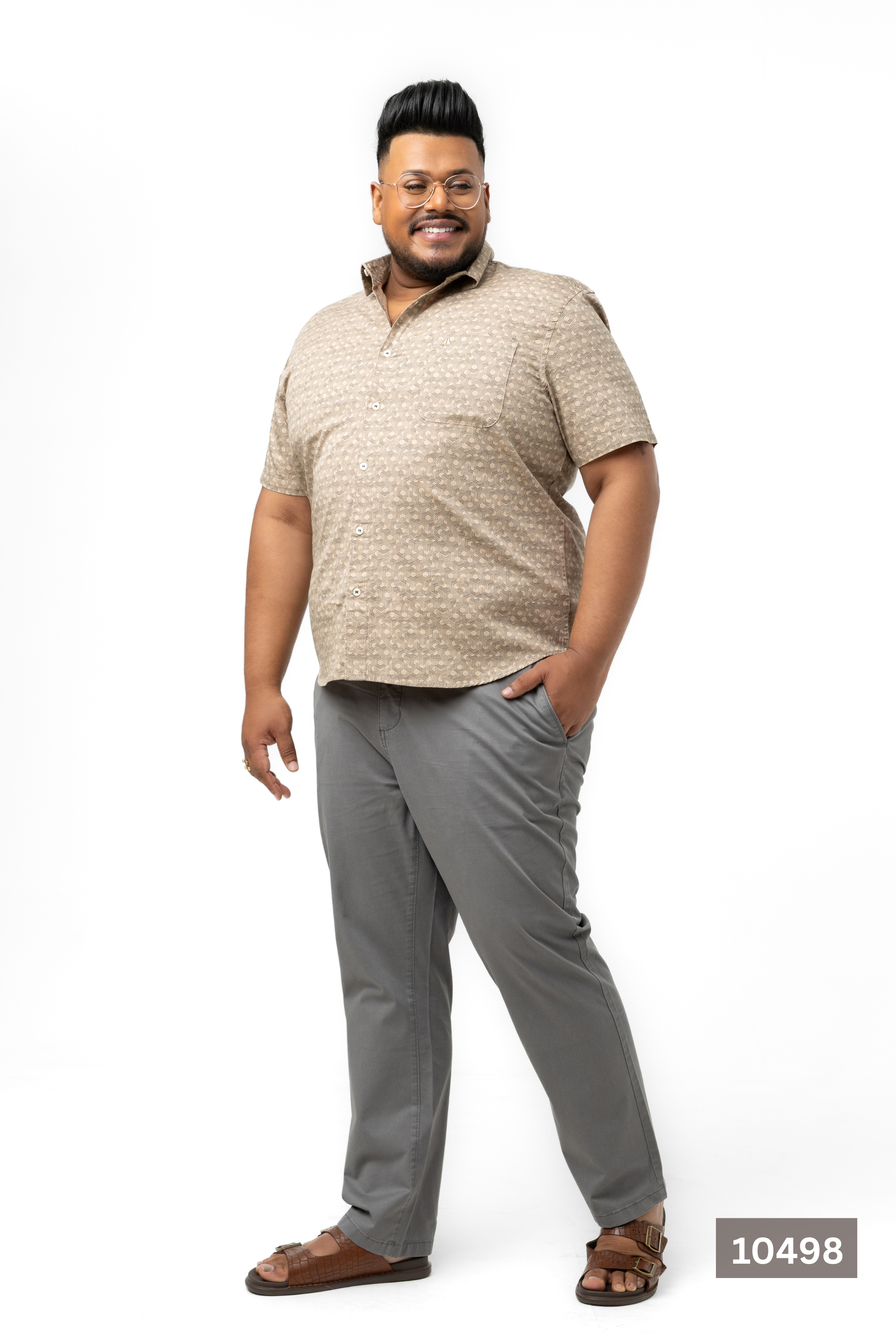 Plus Size Cotton Printed Shirt – Geo Beige | AnationZ