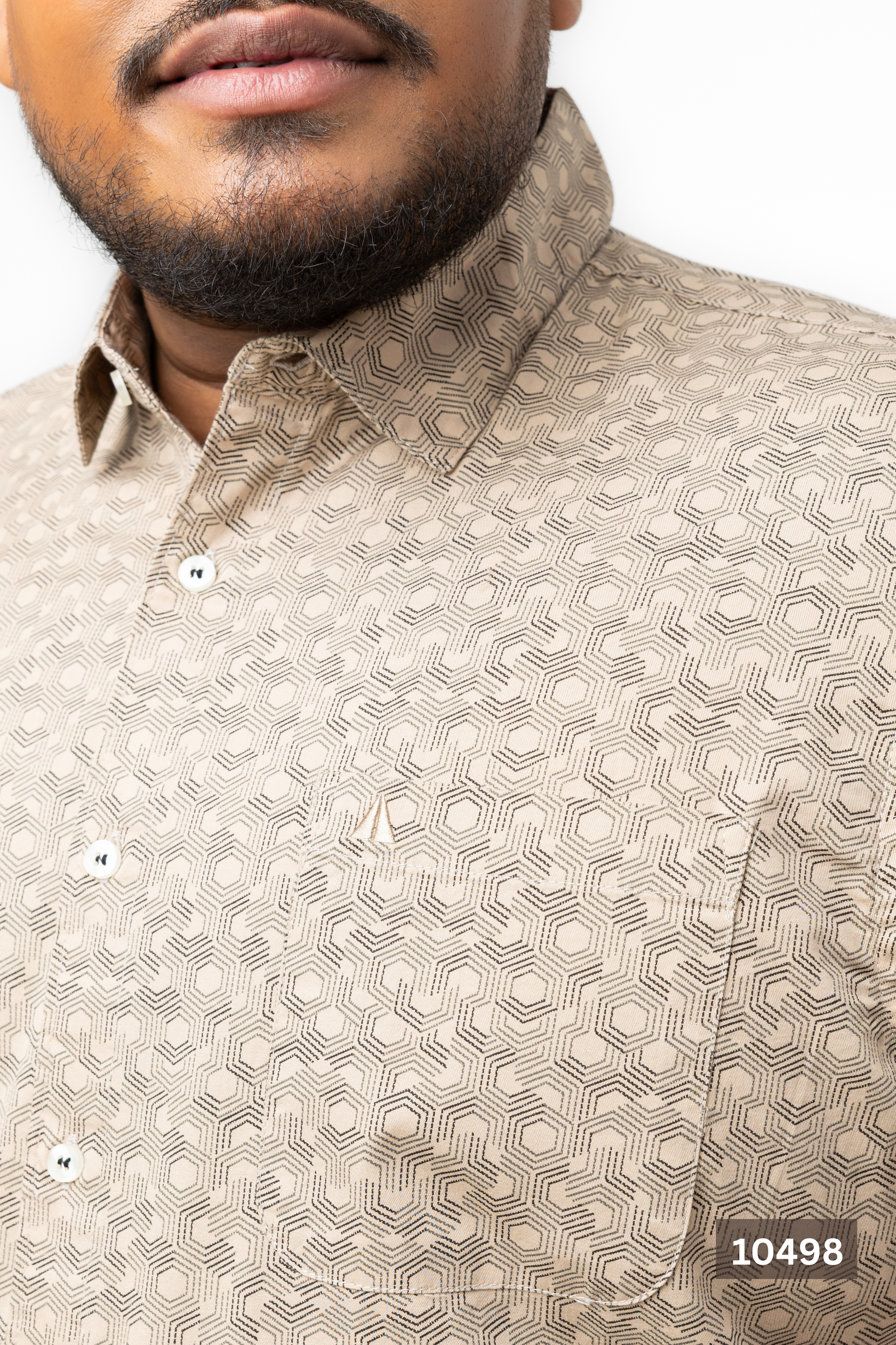 Plus Size Cotton Printed Shirt – Geo Beige | AnationZ