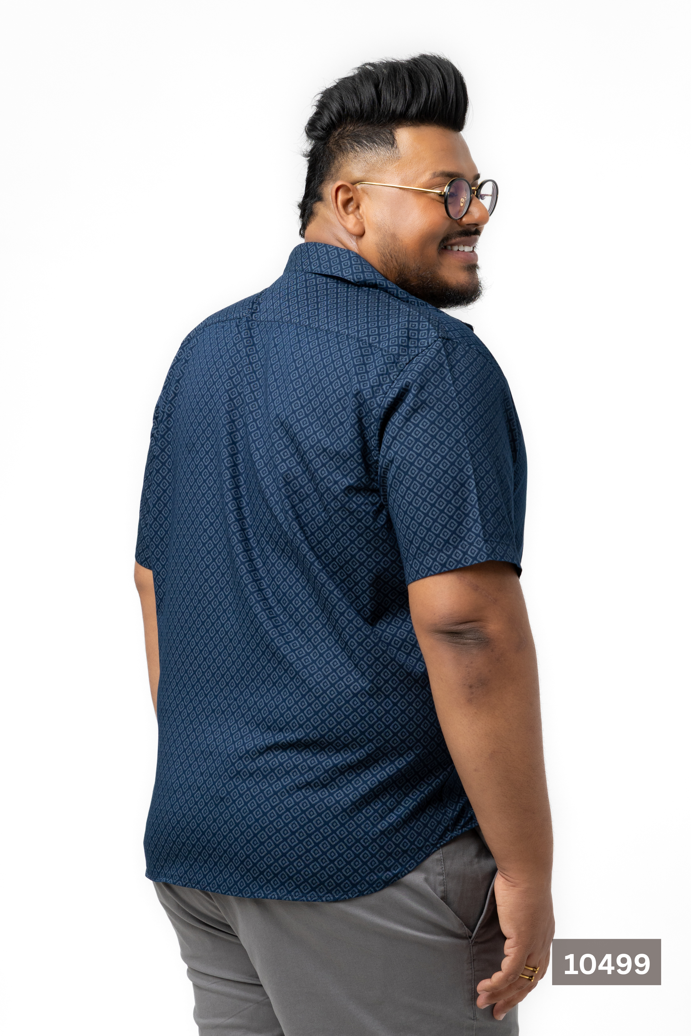 Plus Size Cotton Printed Shirt – Navy Diamond | AnationZ