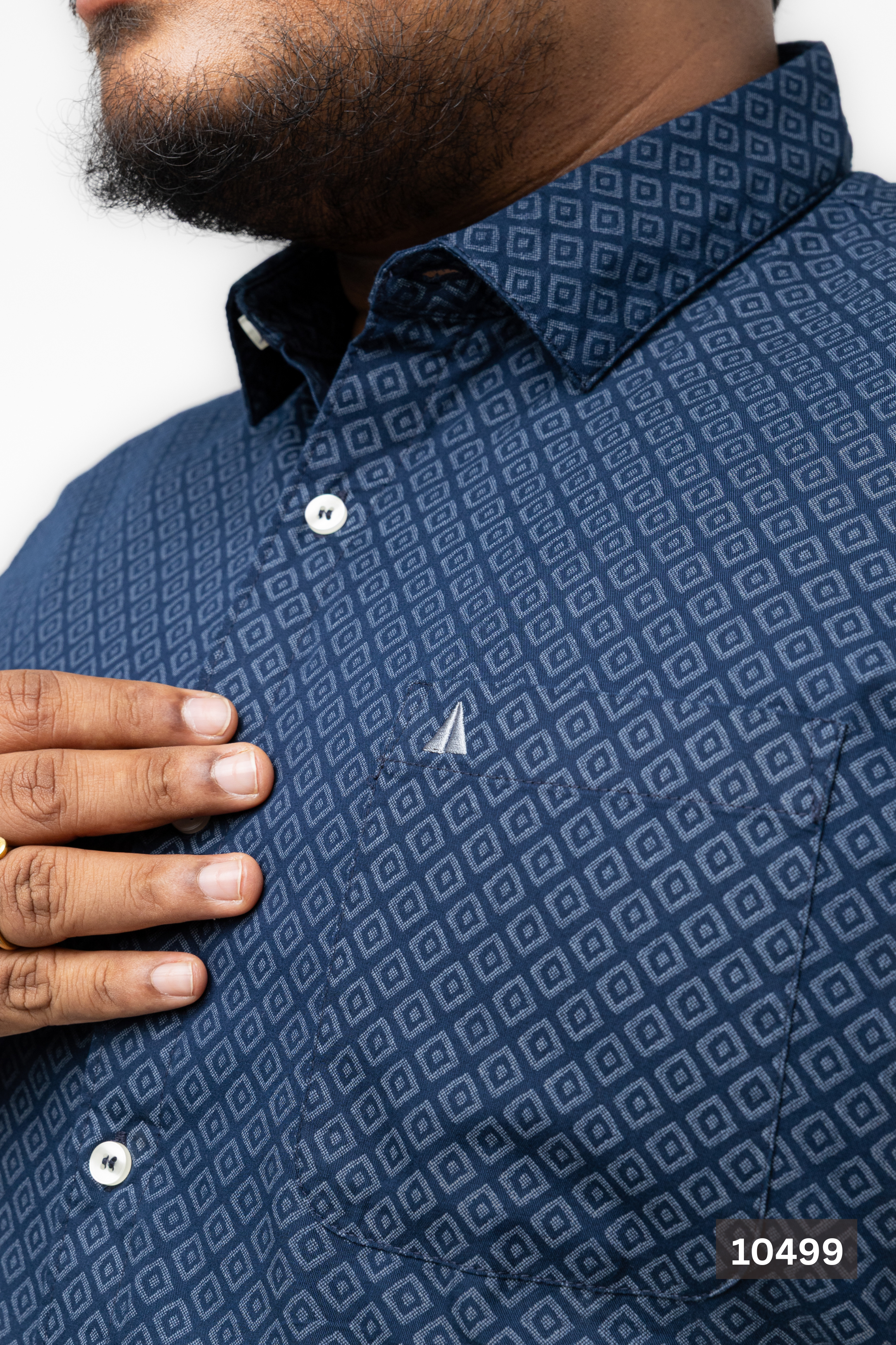 Plus Size Cotton Printed Shirt – Navy Diamond | AnationZ