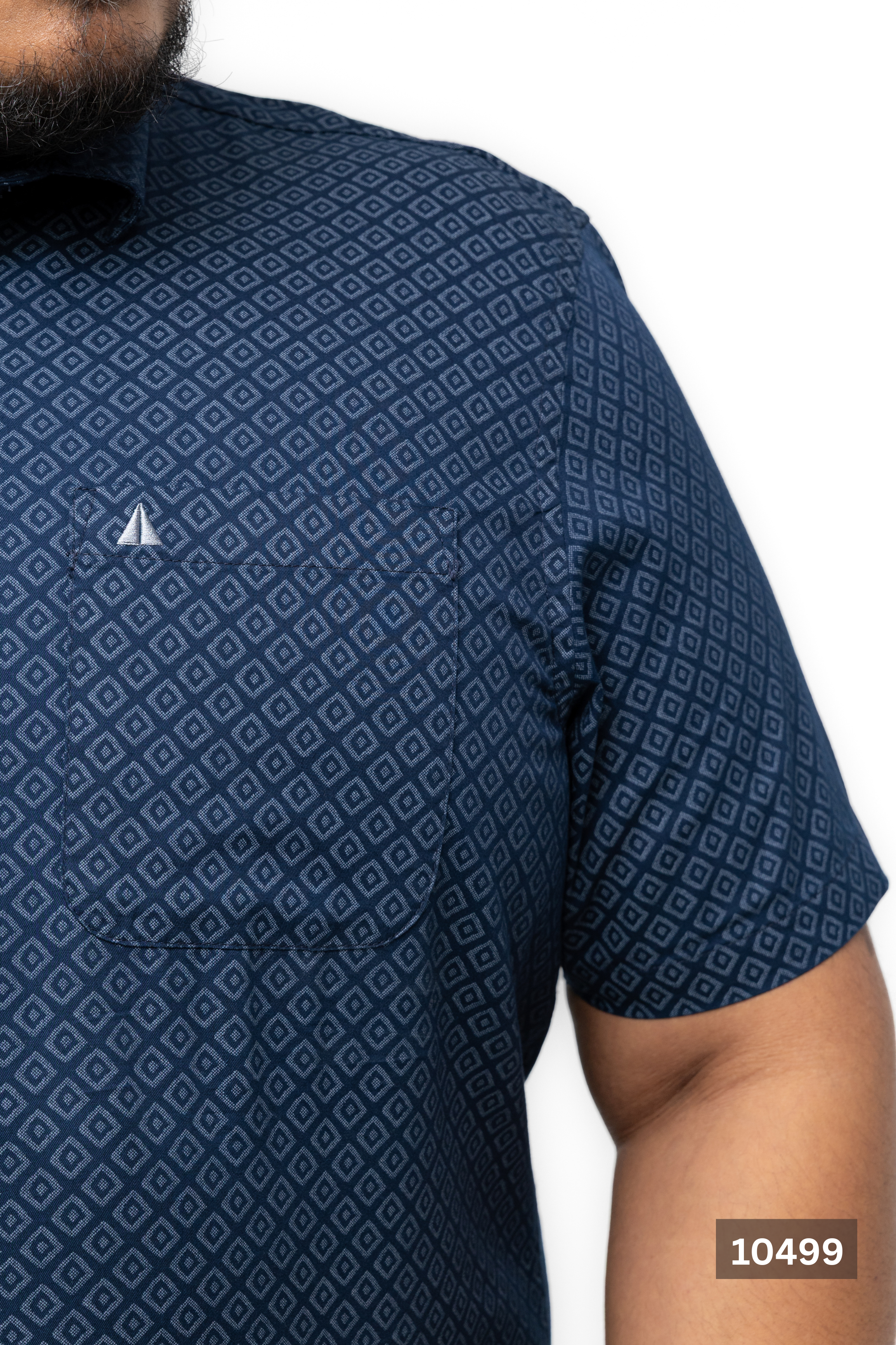 Plus Size Cotton Printed Shirt – Navy Diamond | AnationZ