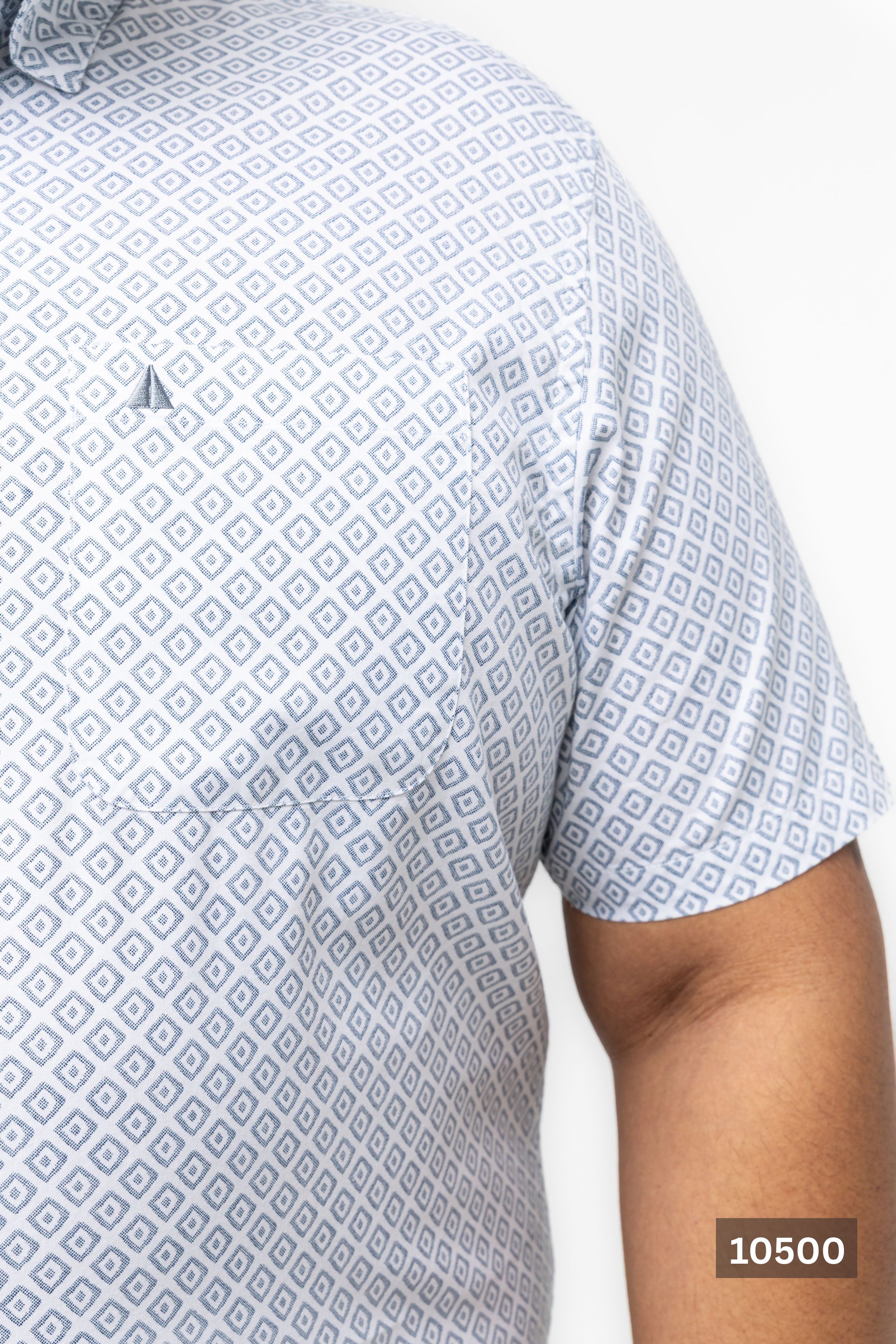 Plus Size Cotton Printed Shirt – White Geo Diamond | AnationZ