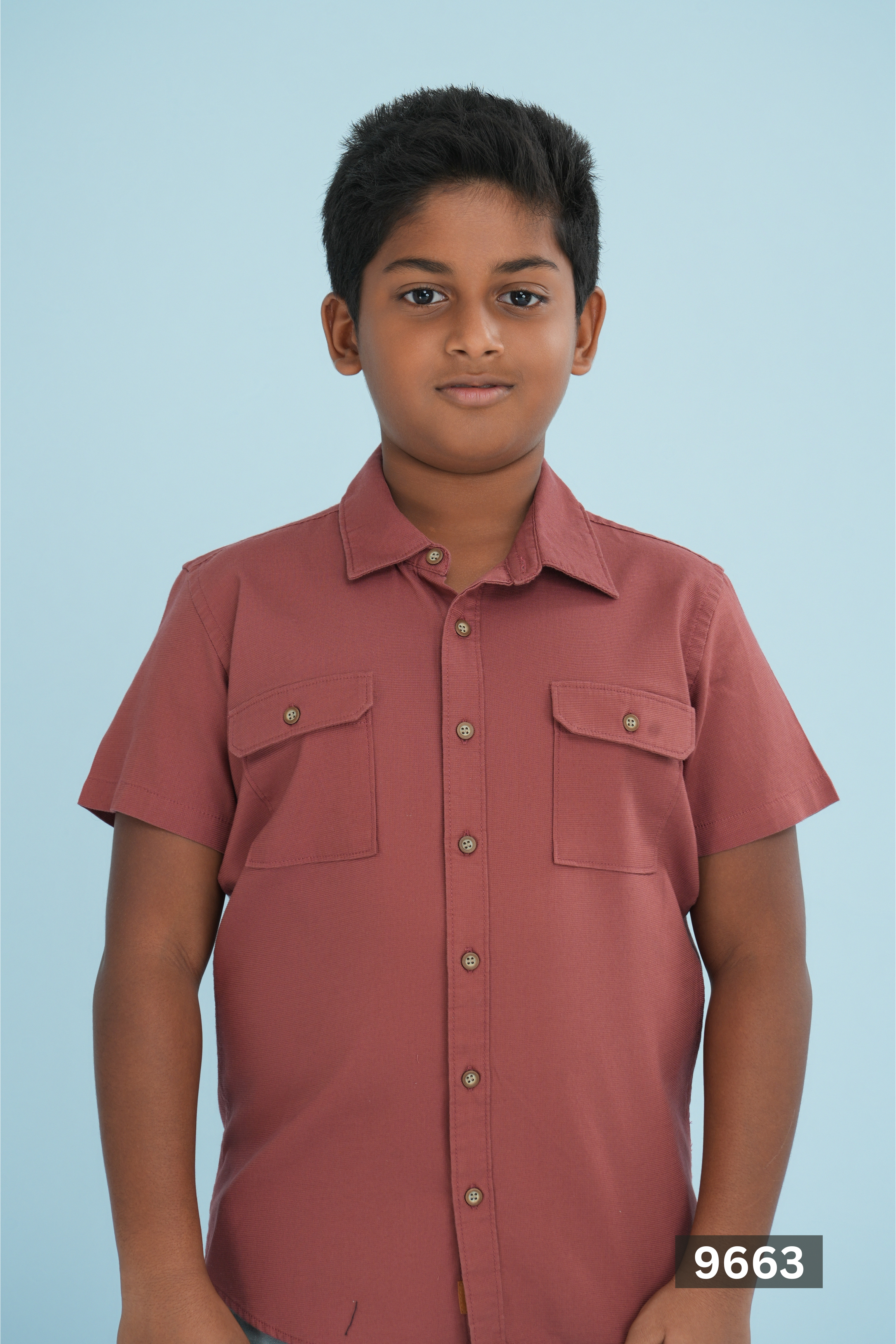 NORMAL COLLAR JUNIOR COTTON SHORT SLEEVE SHIRT - PEACH