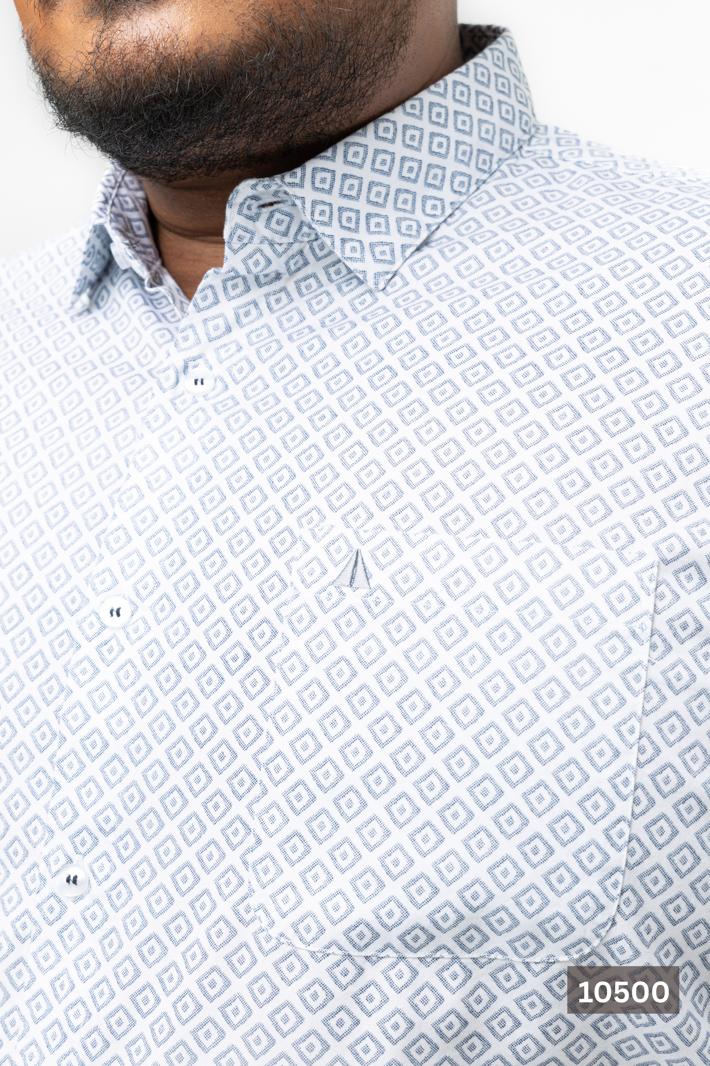 Plus Size Cotton Printed Shirt – White Geo Diamond | AnationZ