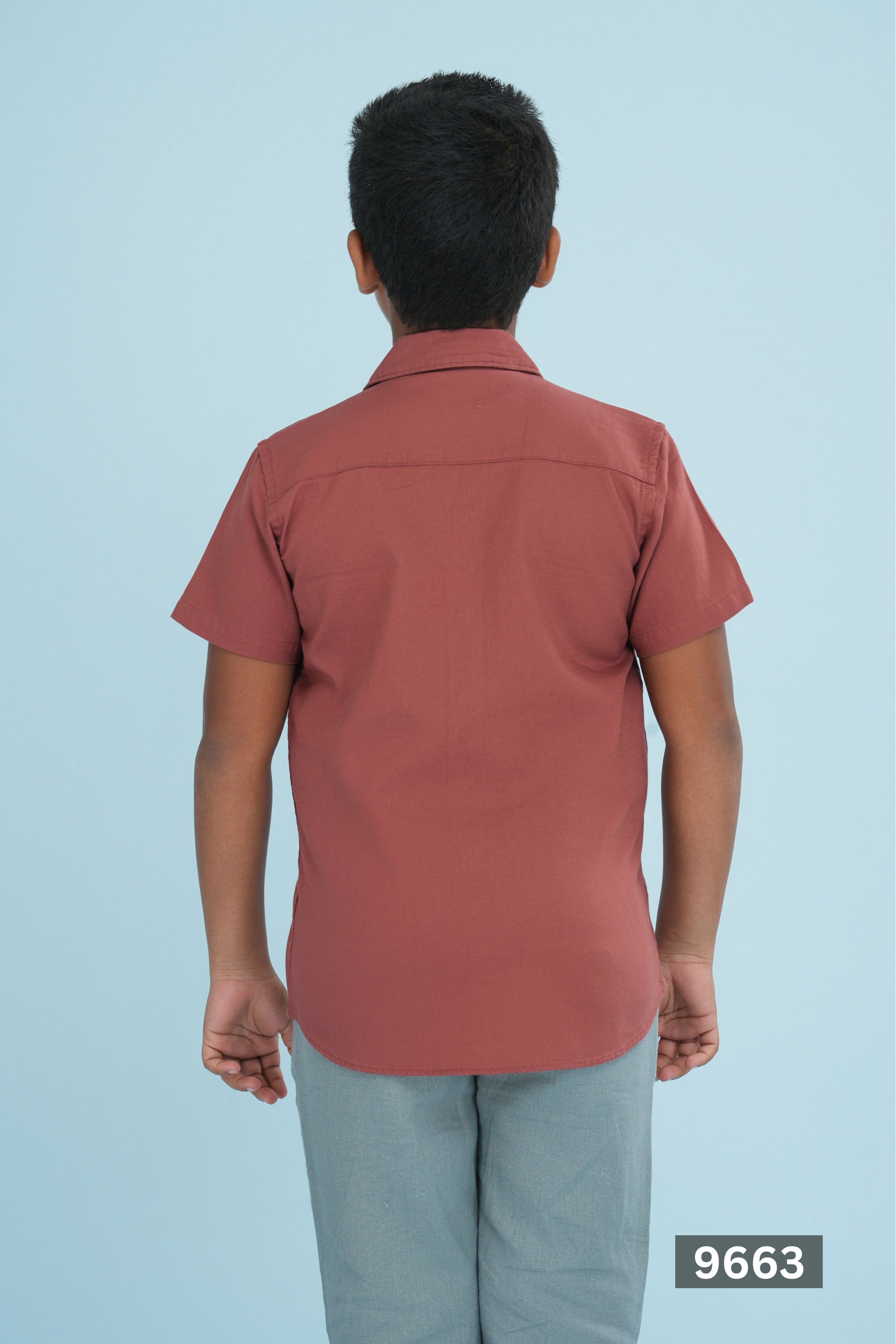 NORMAL COLLAR JUNIOR COTTON SHORT SLEEVE SHIRT - PEACH