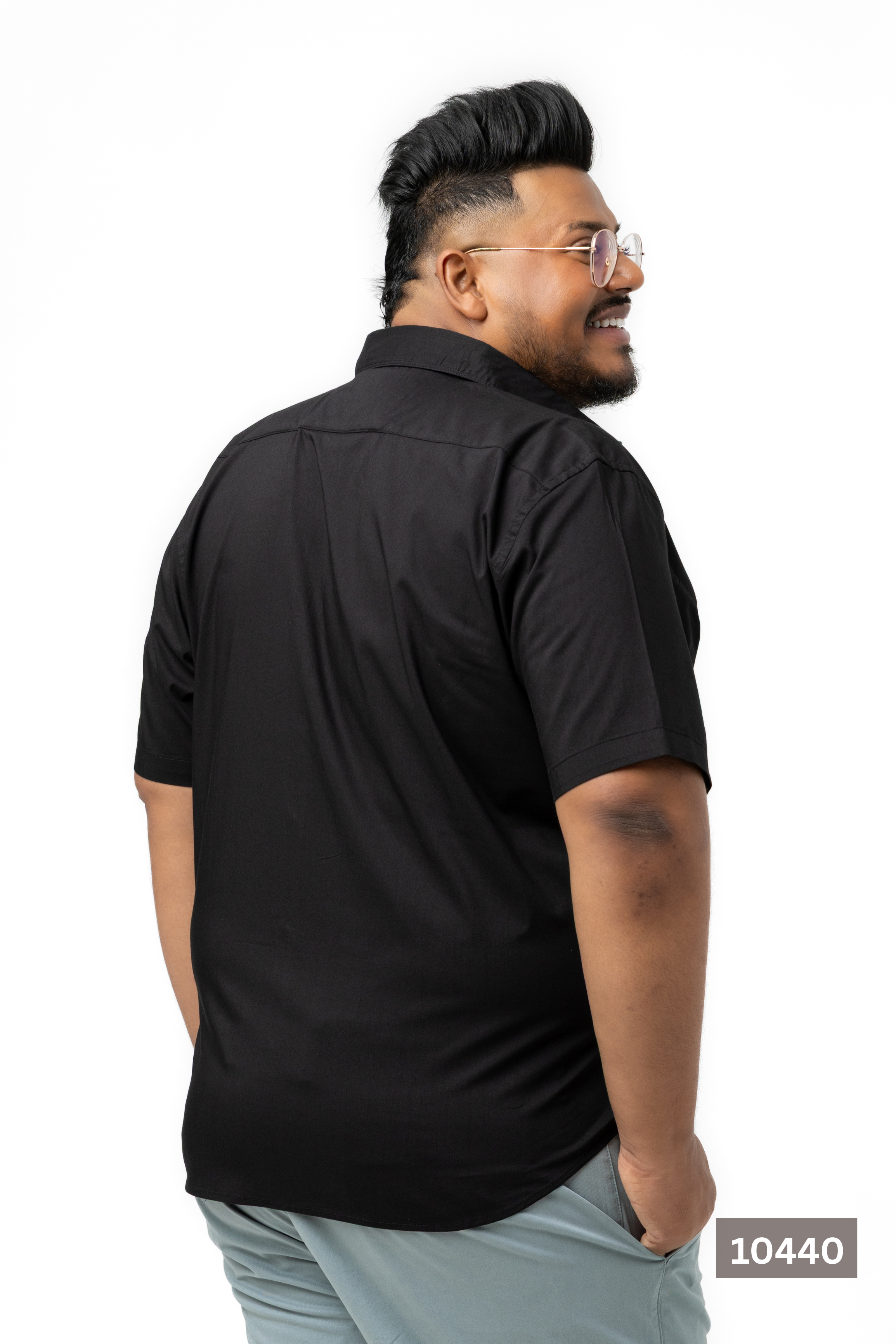 Plus Size Cotton Solid Shirt – Classic Black | AnationZ