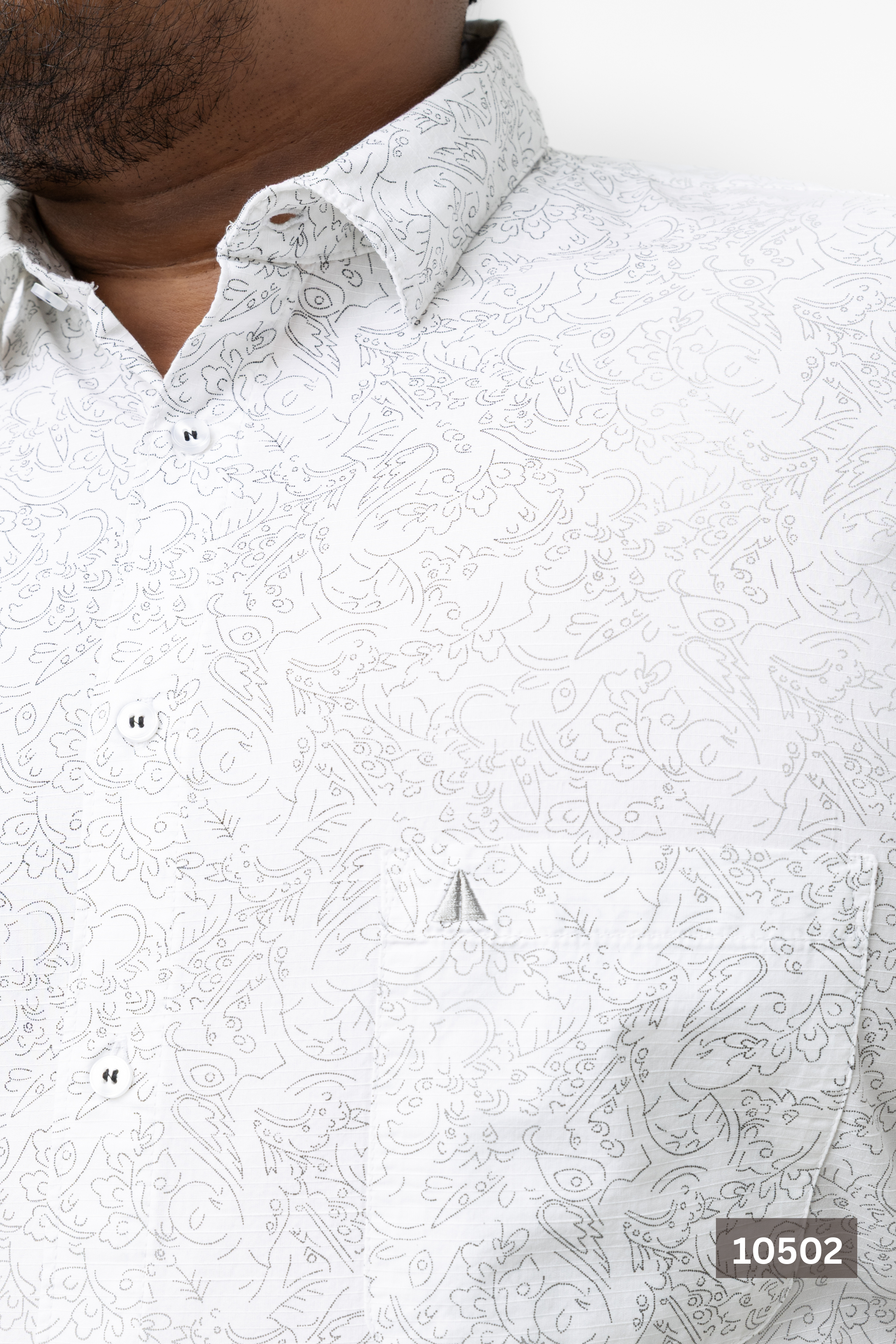Plus Size Cotton Printed Shirt – White Paisley | AnationZ