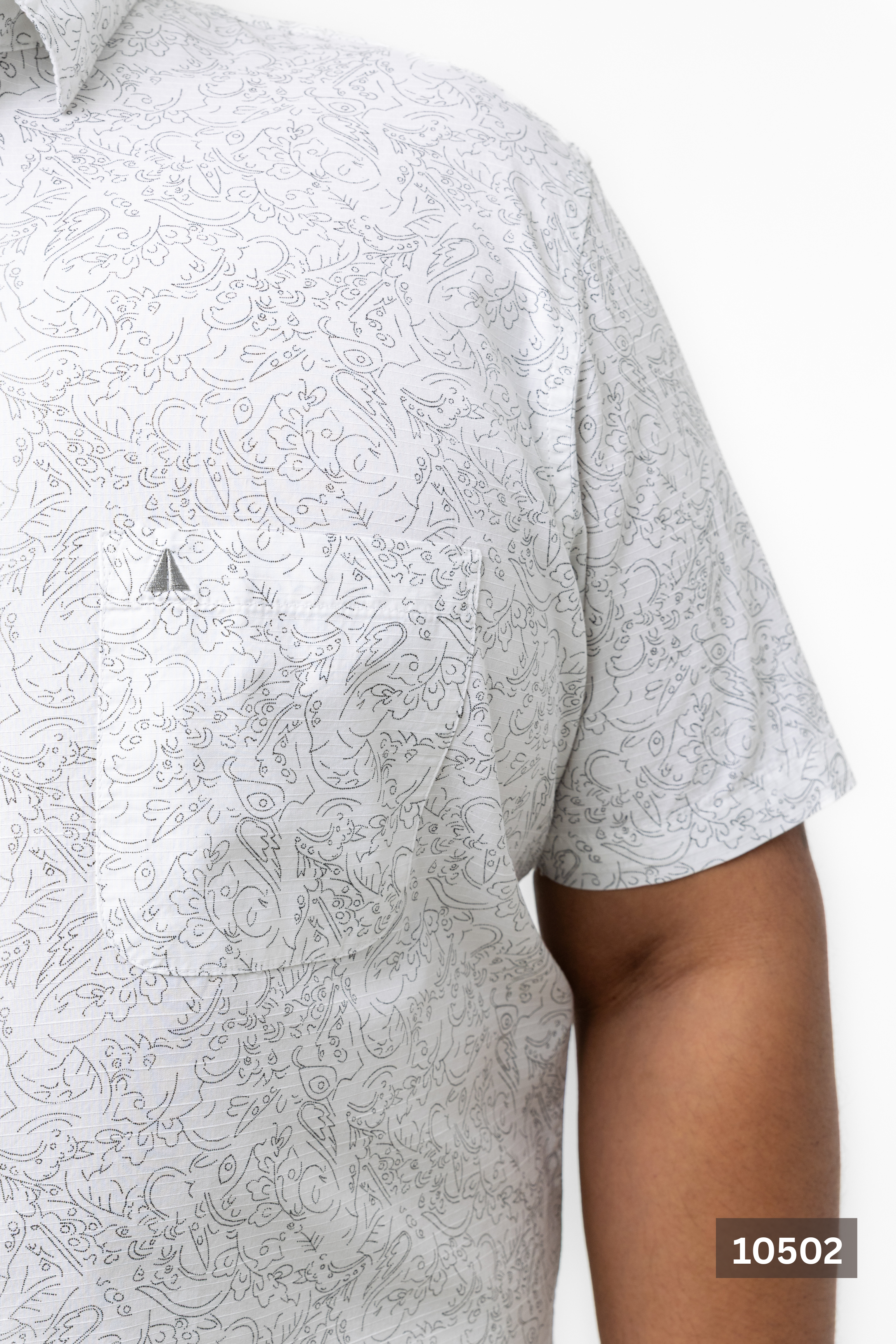 Plus Size Cotton Printed Shirt – White Paisley | AnationZ