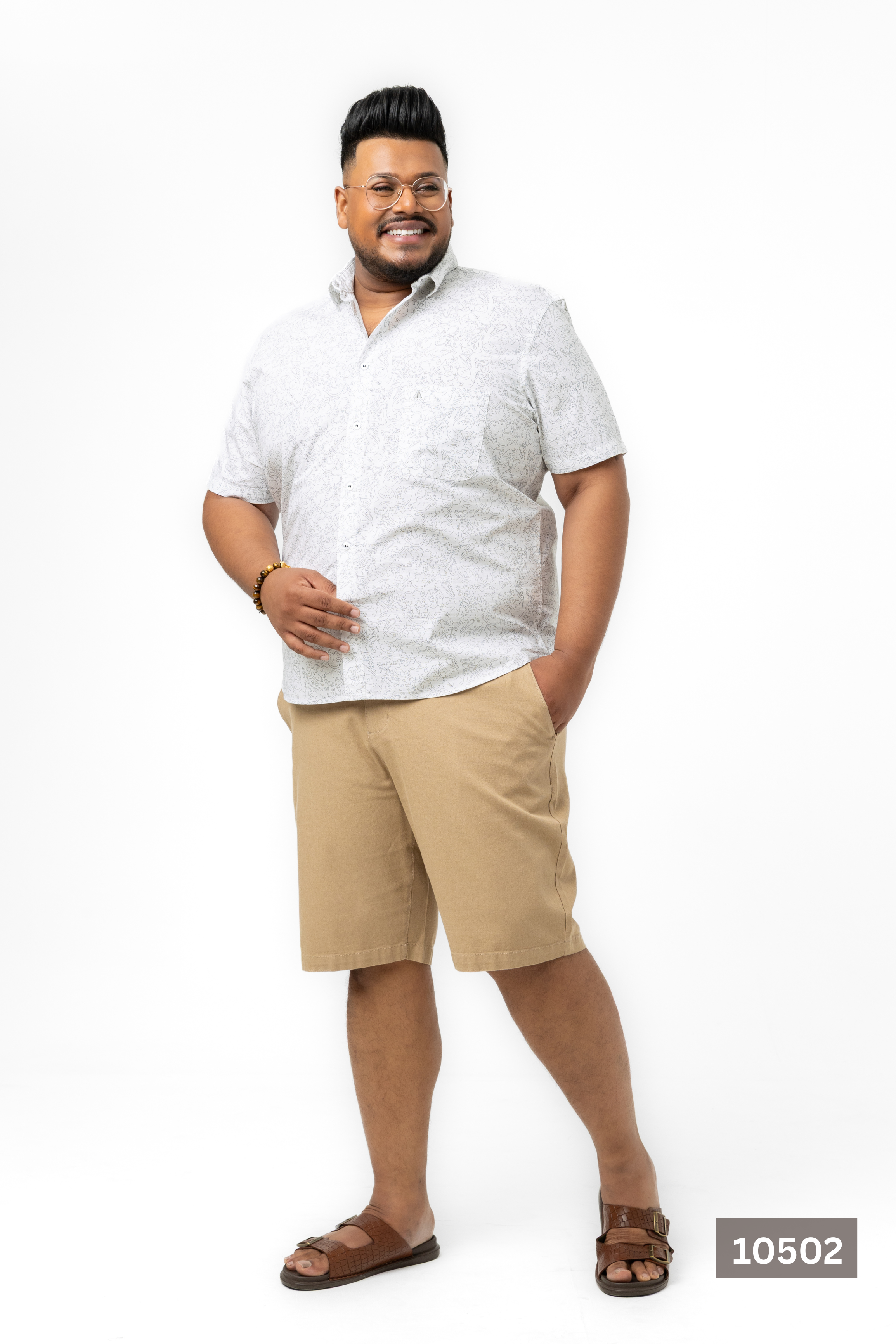 Plus Size Cotton Printed Shirt – White Paisley | AnationZ