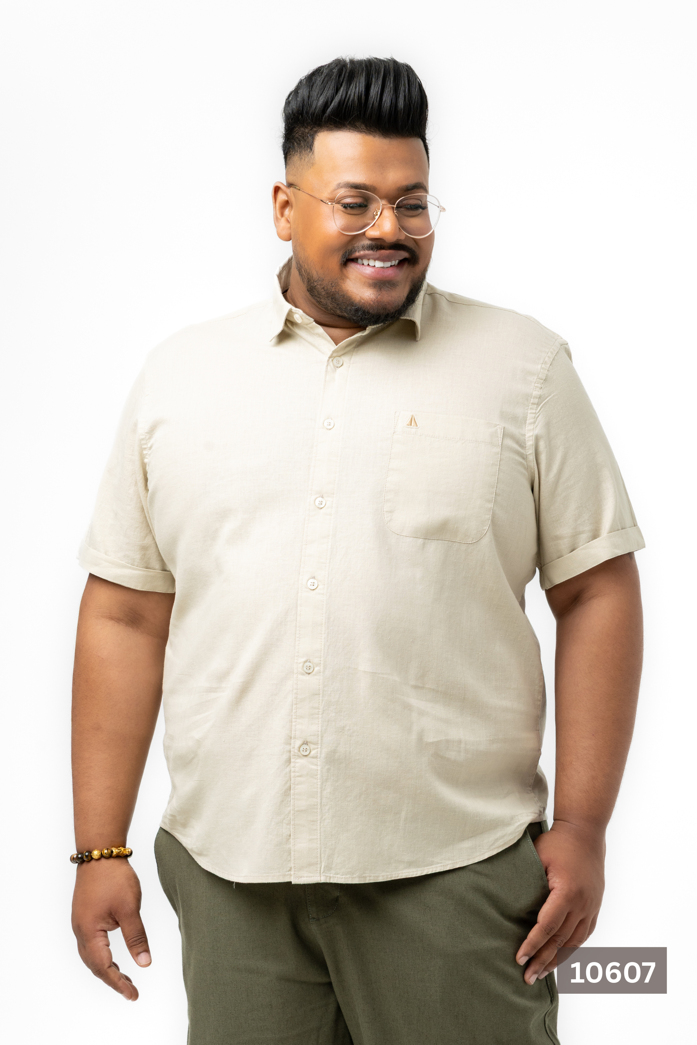 Plus Size Linen Cotton Shirt – Sand Beige | AnationZ