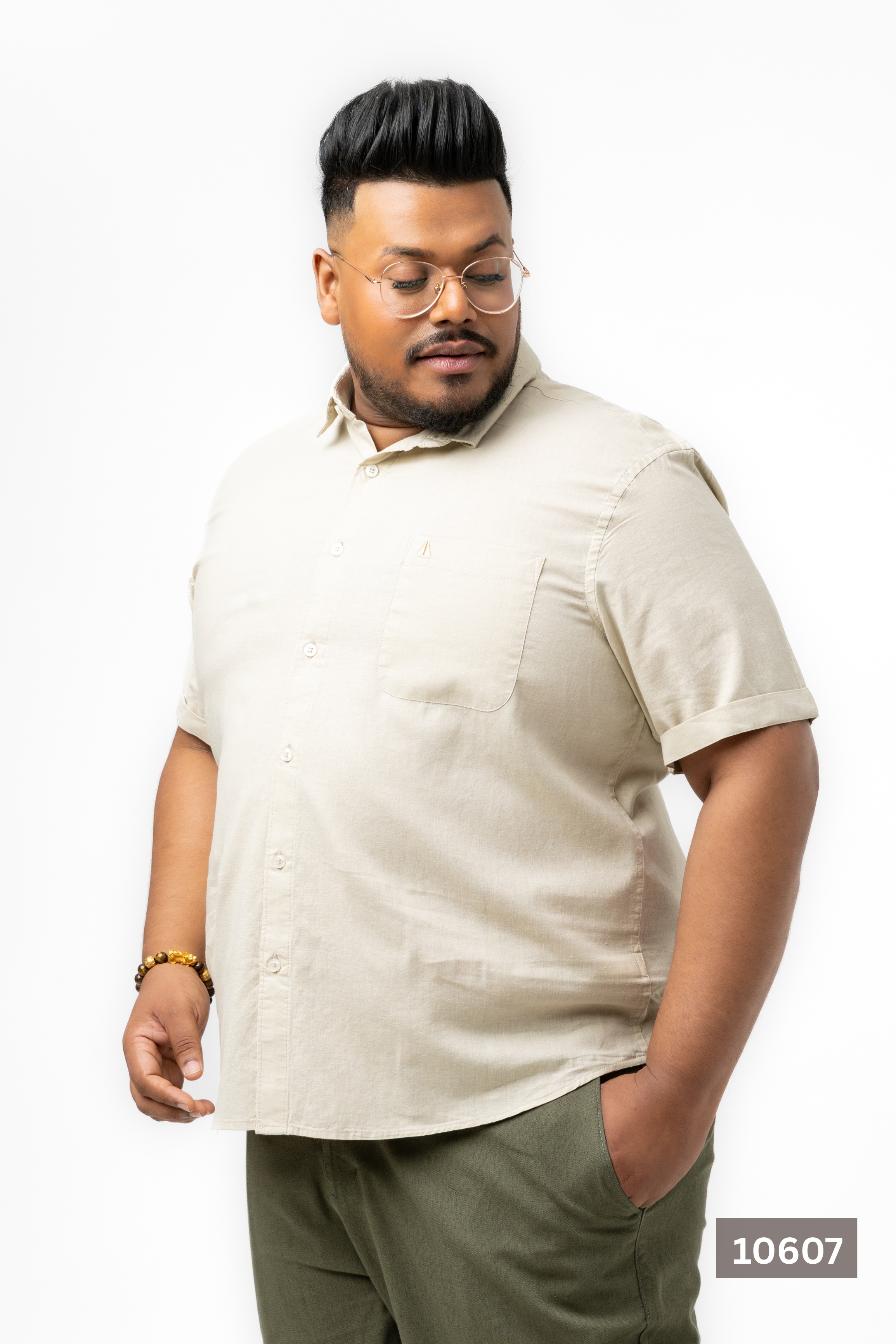 Plus Size Linen Cotton Shirt – Sand Beige | AnationZ