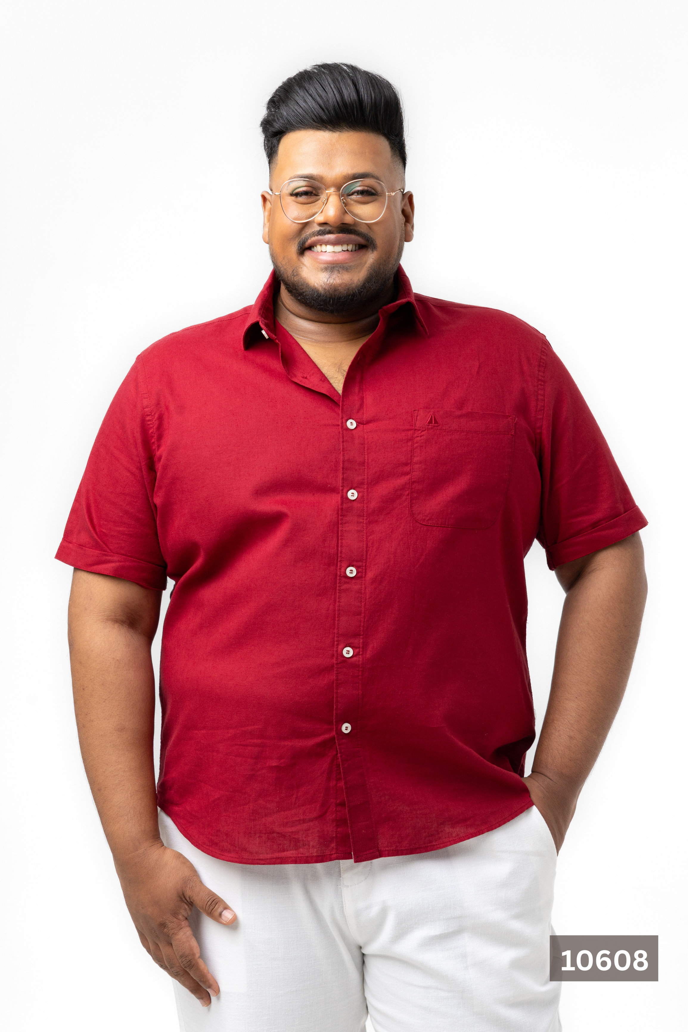 Plus Size Linen Cotton Shirt – Maroon Red | AnationZ