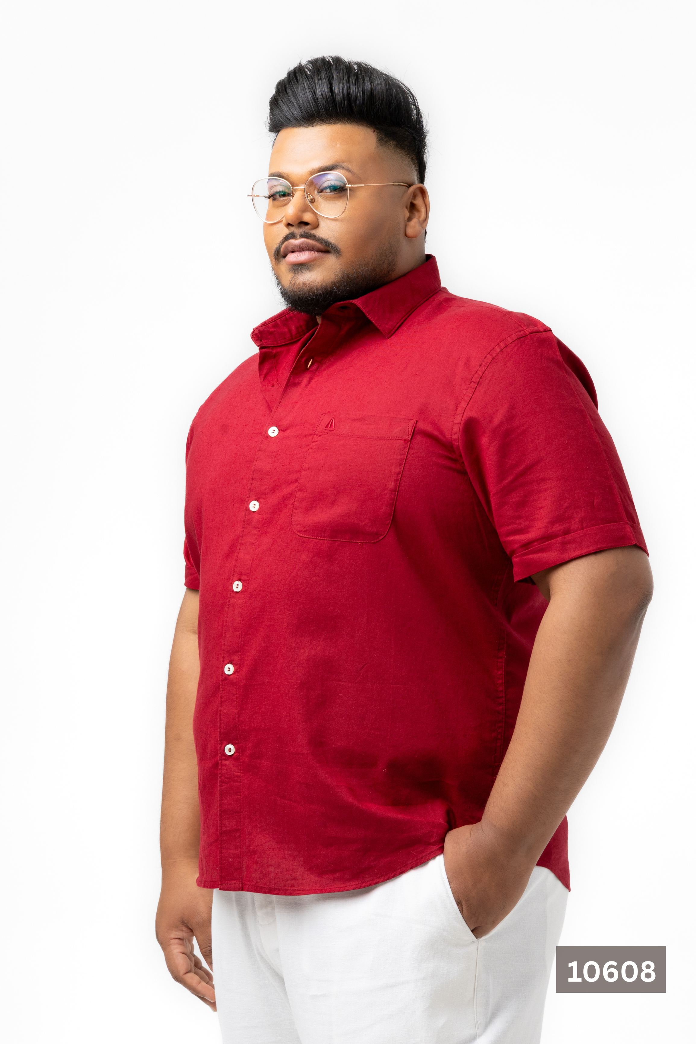 Plus Size Linen Cotton Shirt – Maroon Red | AnationZ