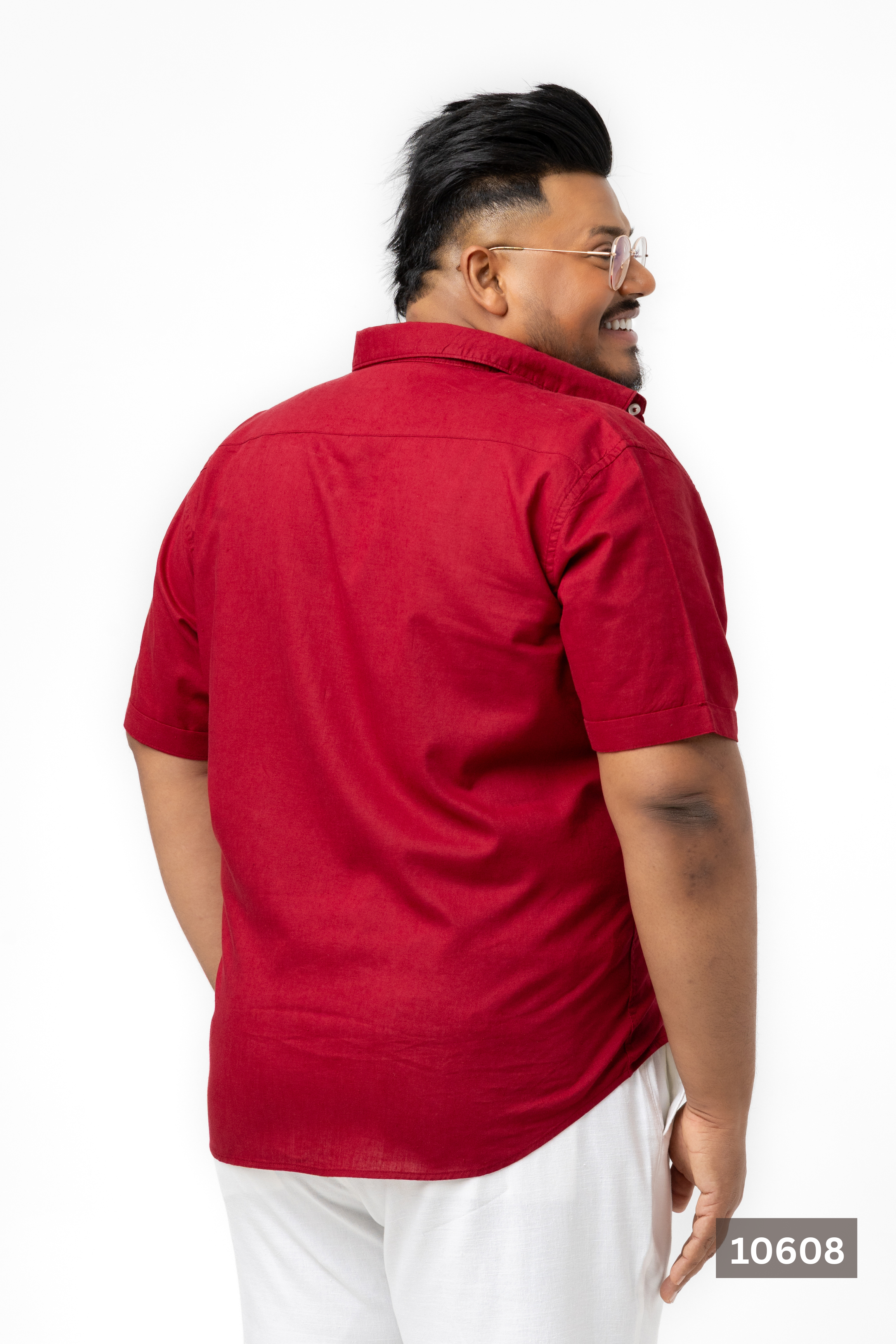 Plus Size Linen Cotton Shirt – Maroon Red | AnationZ