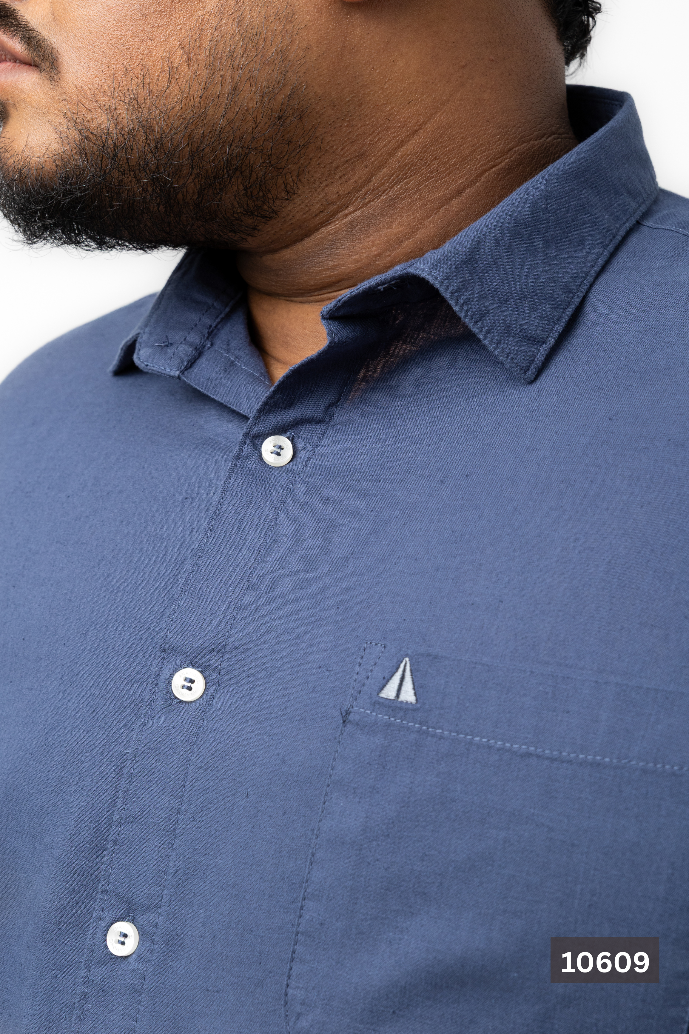 Plus Size Linen Cotton Shirt – Navy Blue | AnationZ