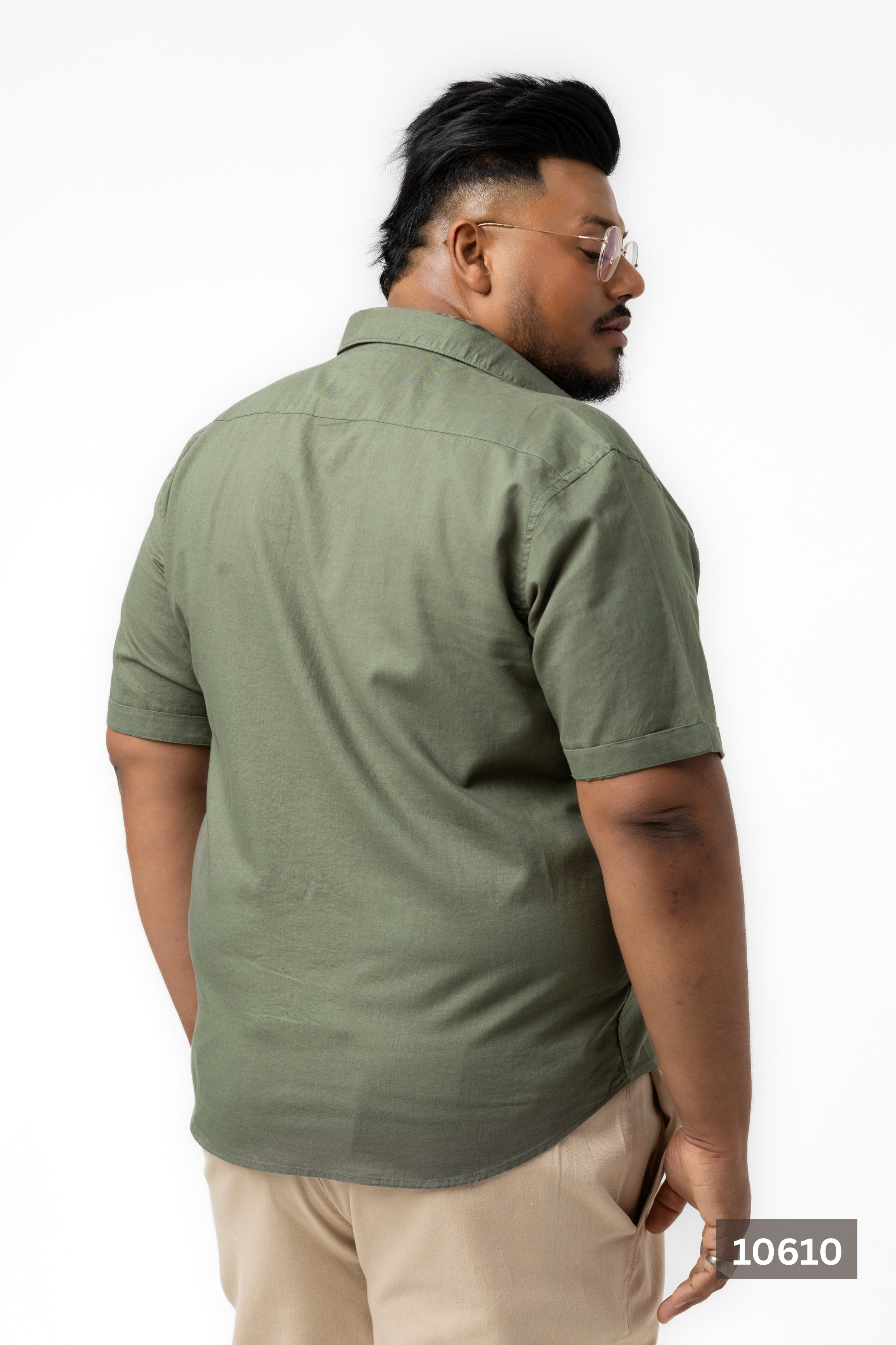 Plus Size Linen Cotton Shirt – Army Green | AnationZ