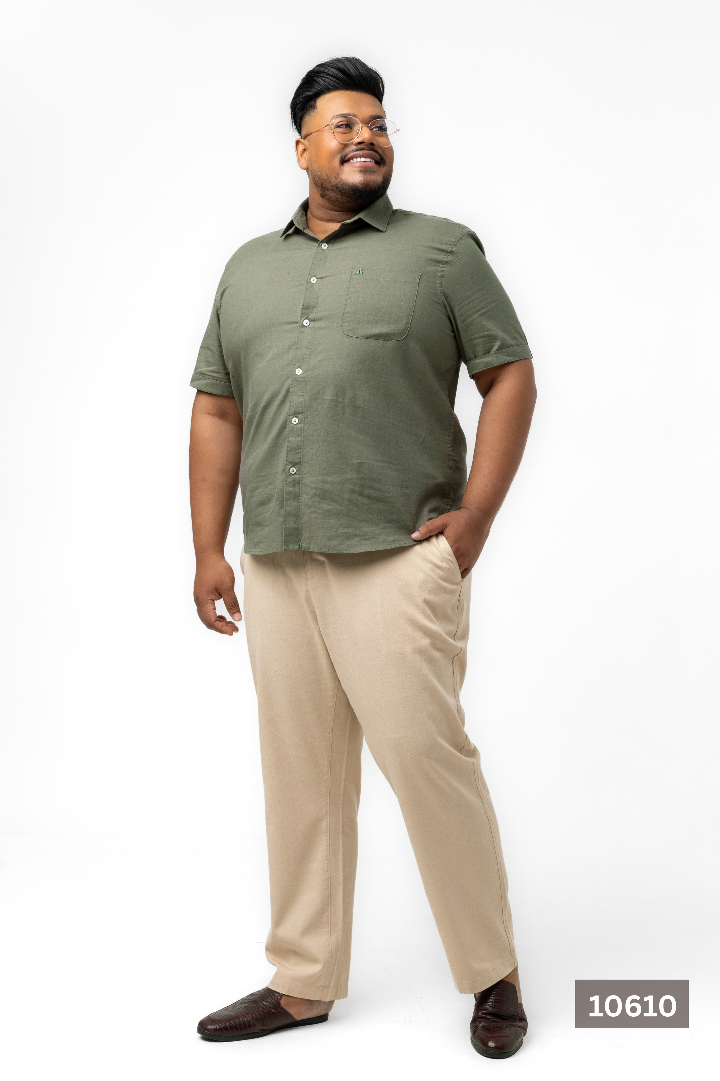 Plus Size Linen Cotton Shirt – Army Green | AnationZ