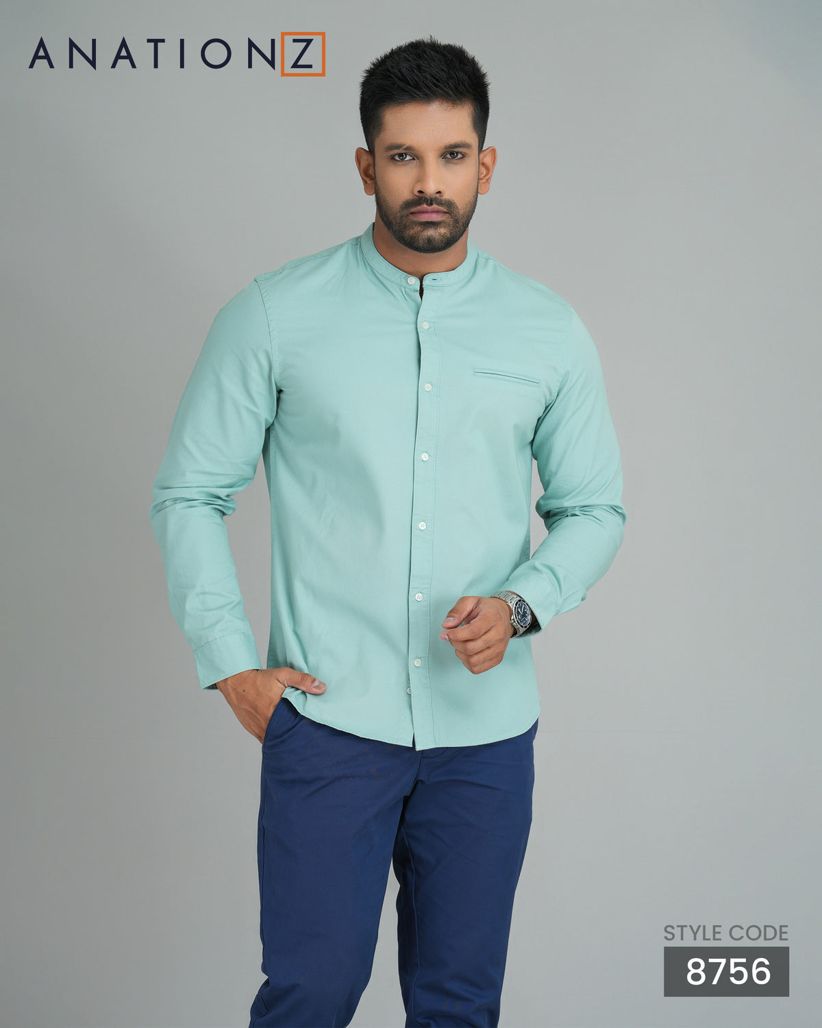 AnationZ Essential Cotton Long Sleeve Shirt - Sage Breeze Sri Lanka