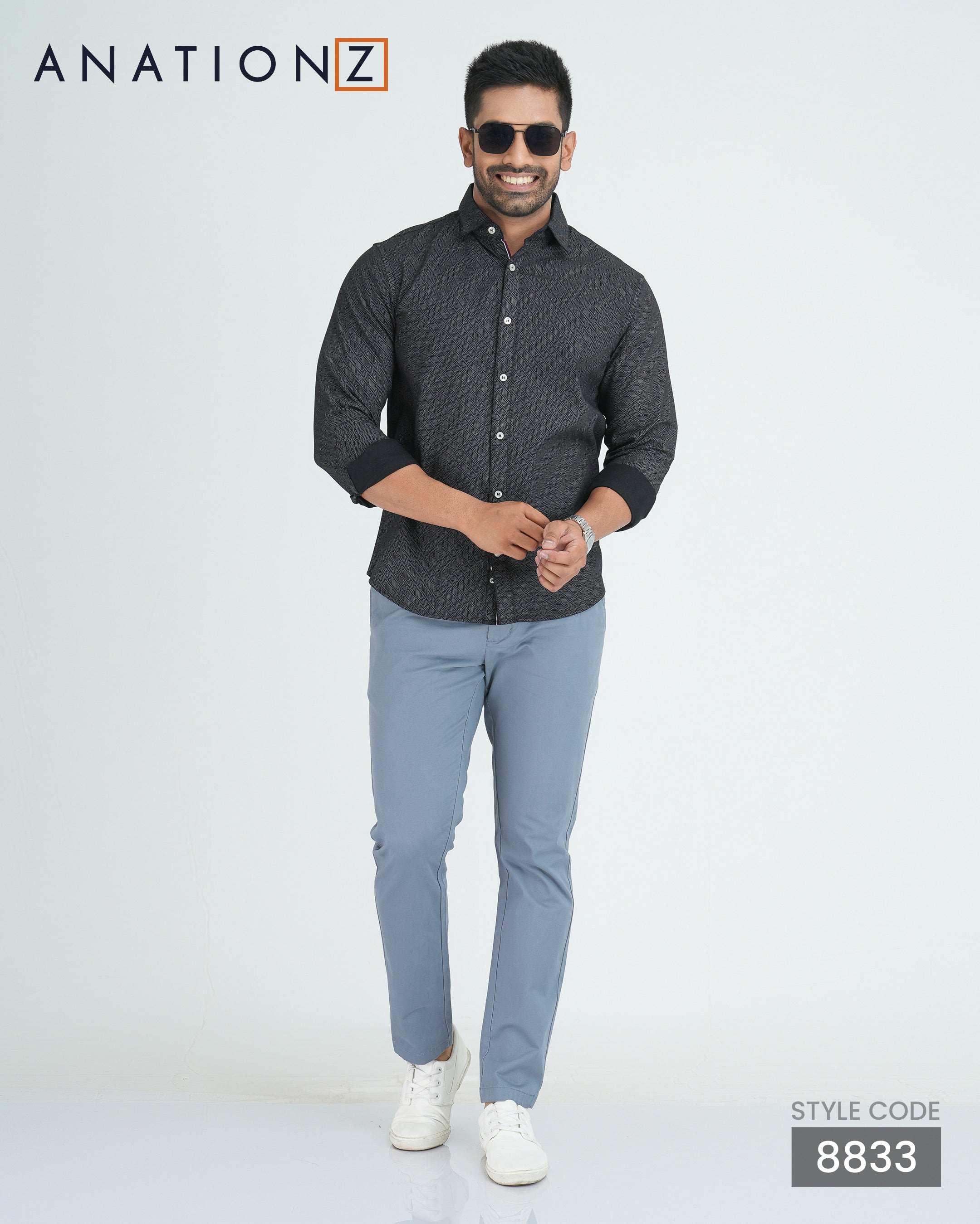 AnationZ Essential Cotton Button-Down Shirt - Midnight Onyx Sri Lanka