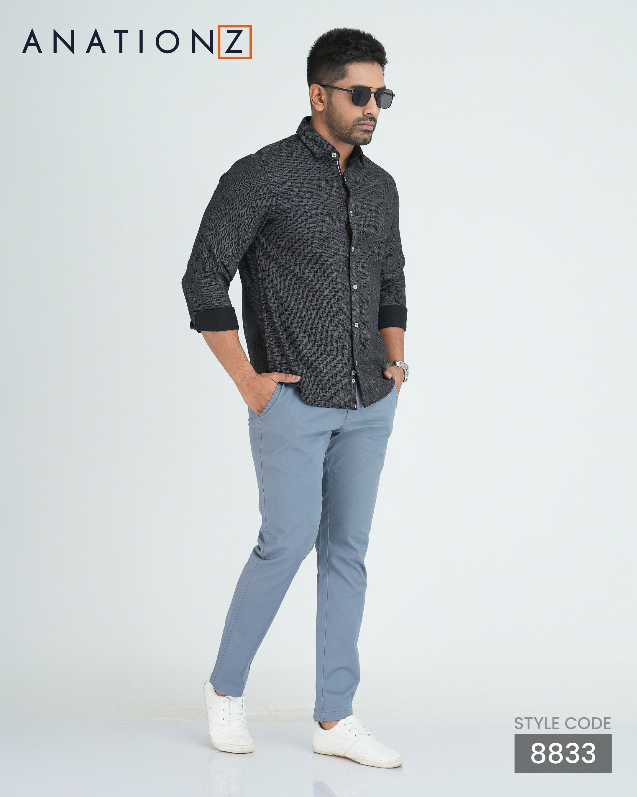 AnationZ Essential Cotton Button-Down Shirt - Midnight Onyx Sri Lanka