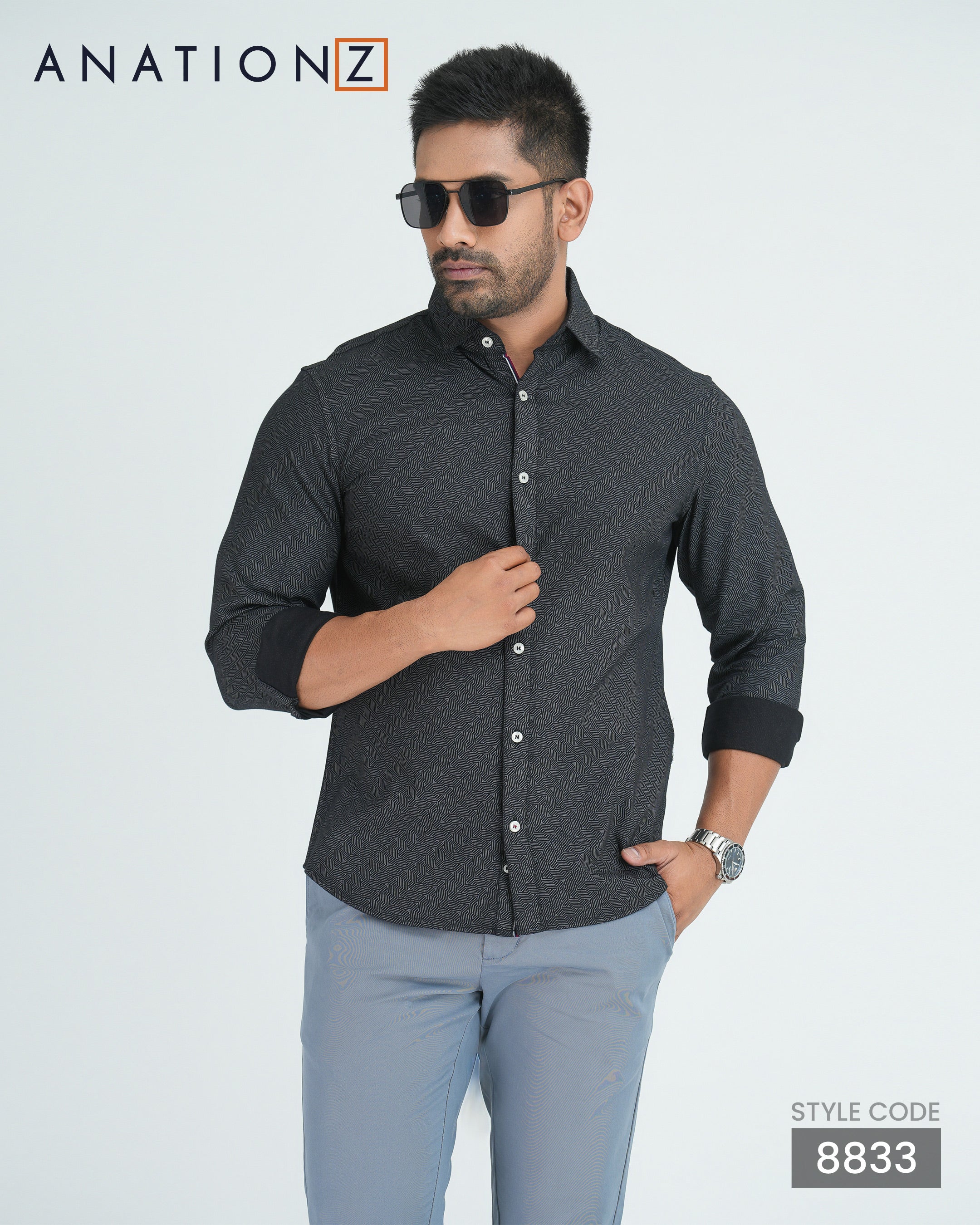 AnationZ Essential Cotton Button-Down Shirt - Midnight Onyx Sri Lanka